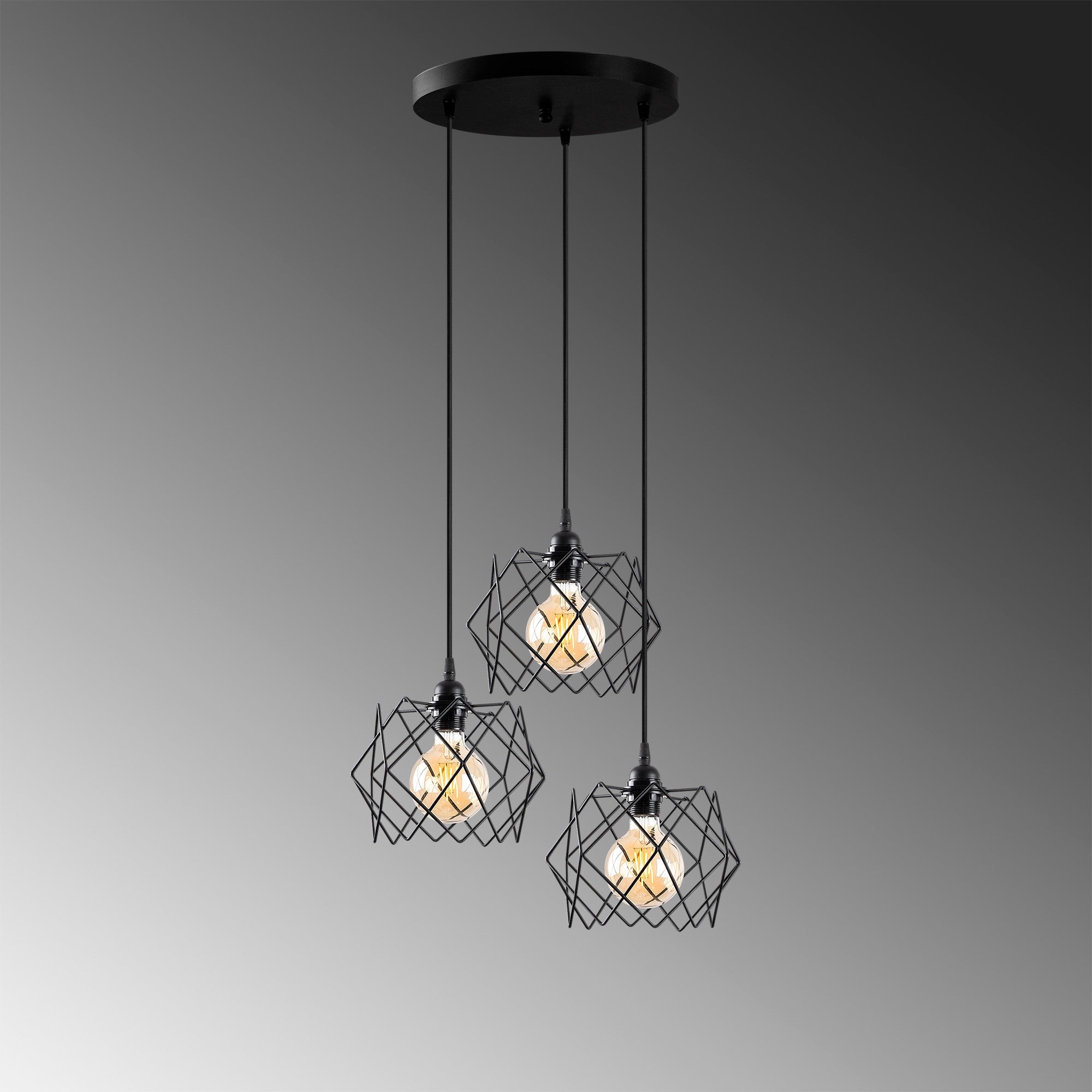 Candeeiro de Teto Industrial – 54 cm de Diâmetro – Preto – Metal