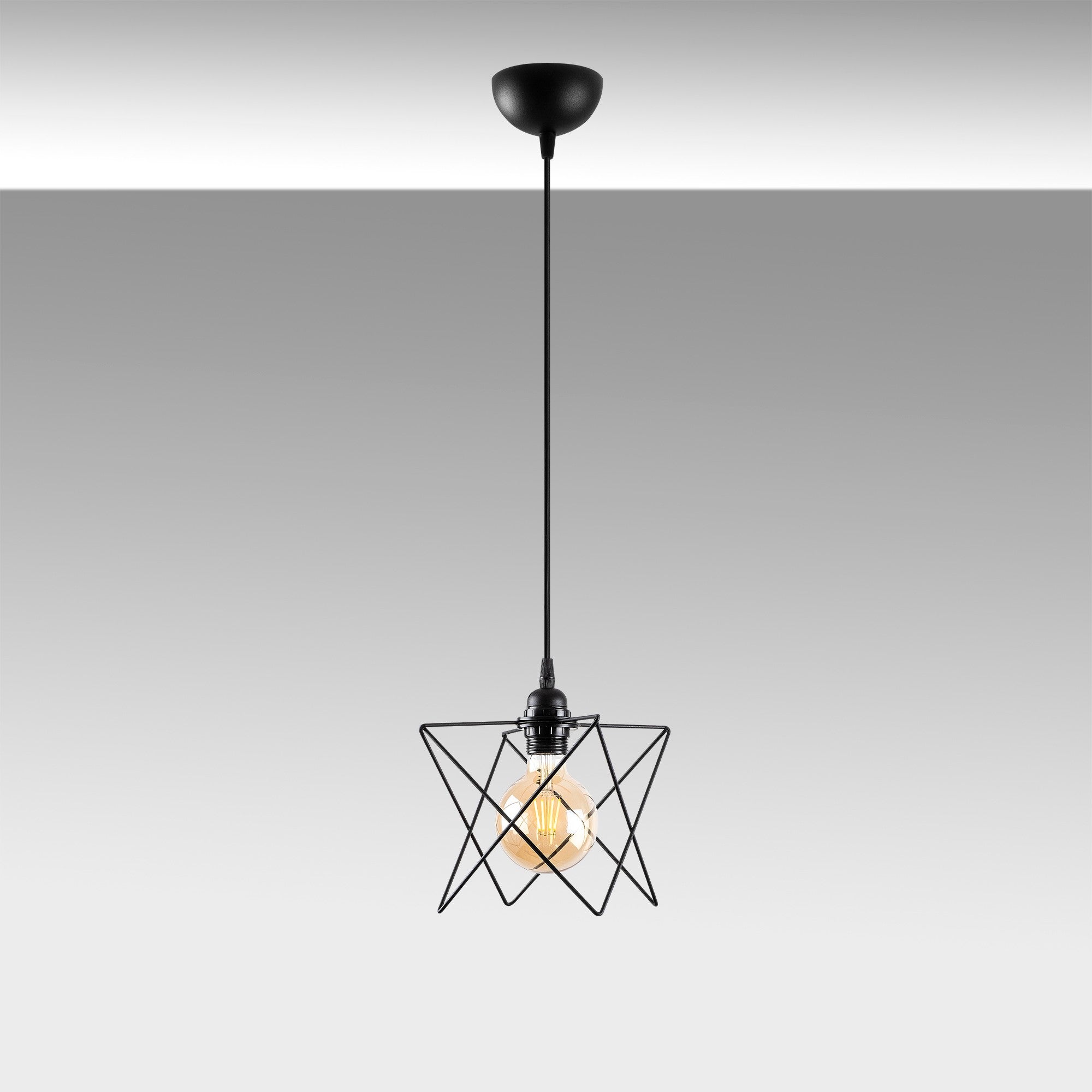 Candeeiro de Teto Industrial, Metal Preto, 24 cm de Diâmetro, Altura Ajustável 30-120 cm, Soquete E27 Máx. 40 W, Iluminação Elegante para Espaços Modernos