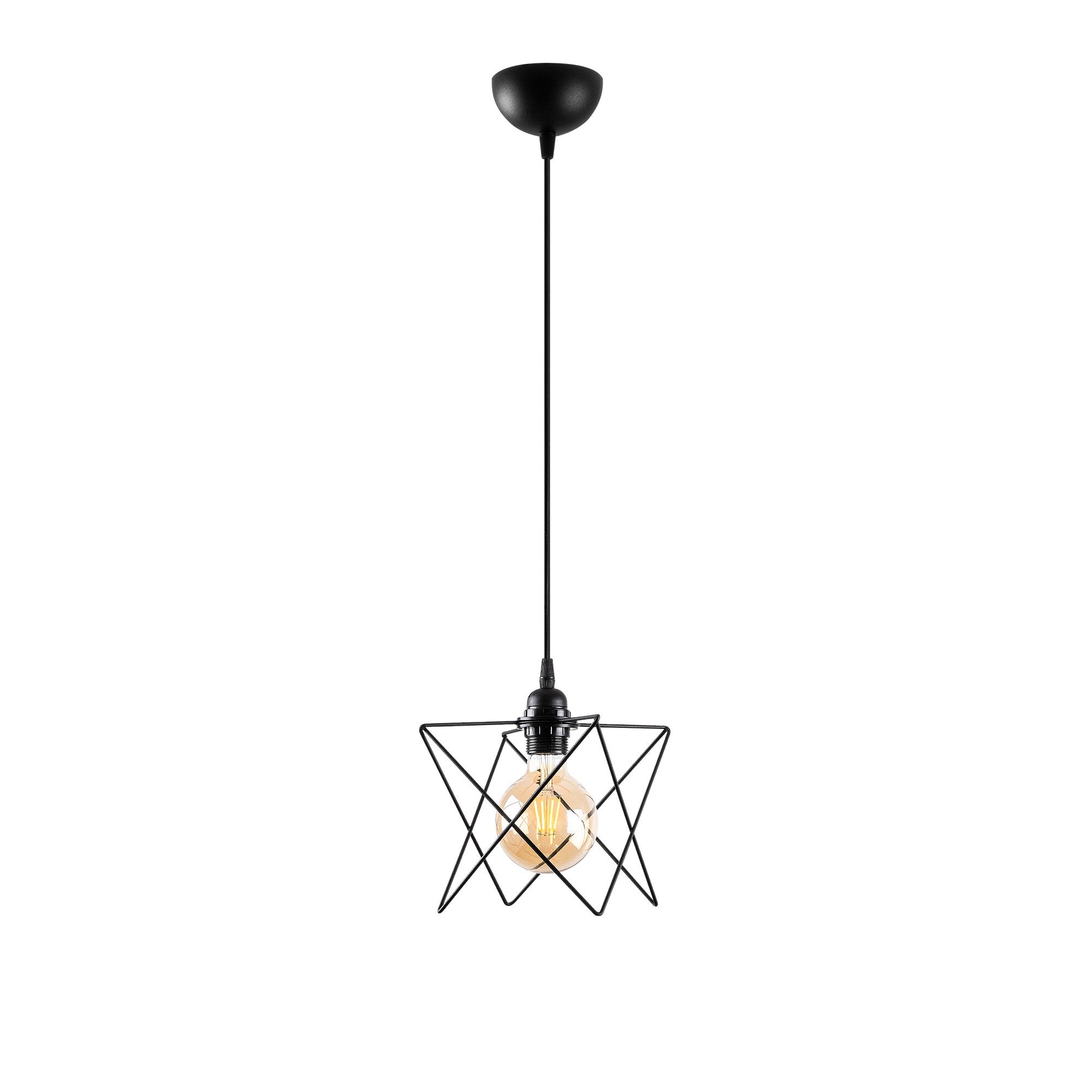 Candeeiro de Teto Industrial, Metal Preto, 24 cm de Diâmetro, Altura Ajustável 30-120 cm, Soquete E27 Máx. 40 W, Iluminação Elegante para Espaços Modernos
