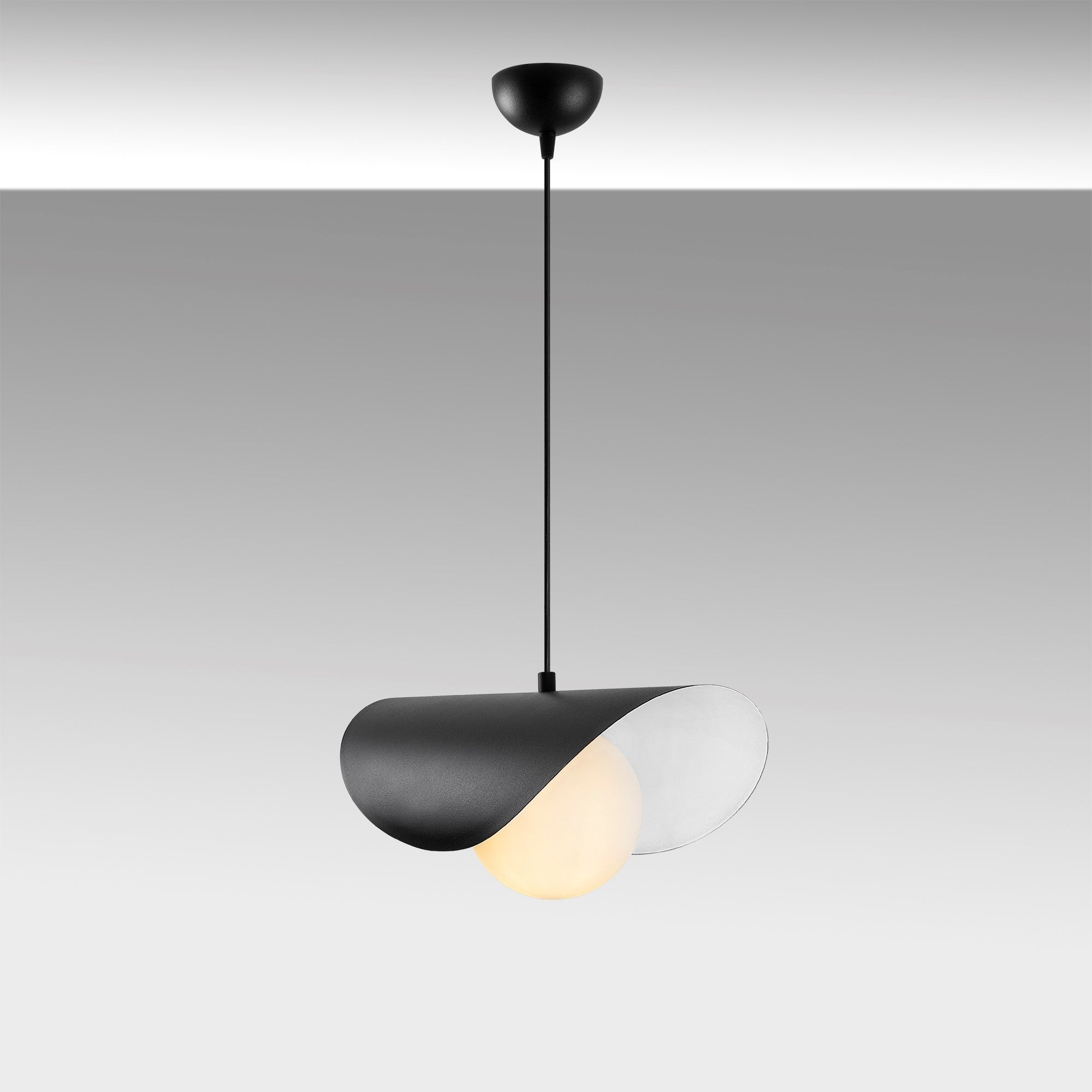 Candeeiro de Teto Industrial – 32 x 38 cm – Preto e Branco – Metal