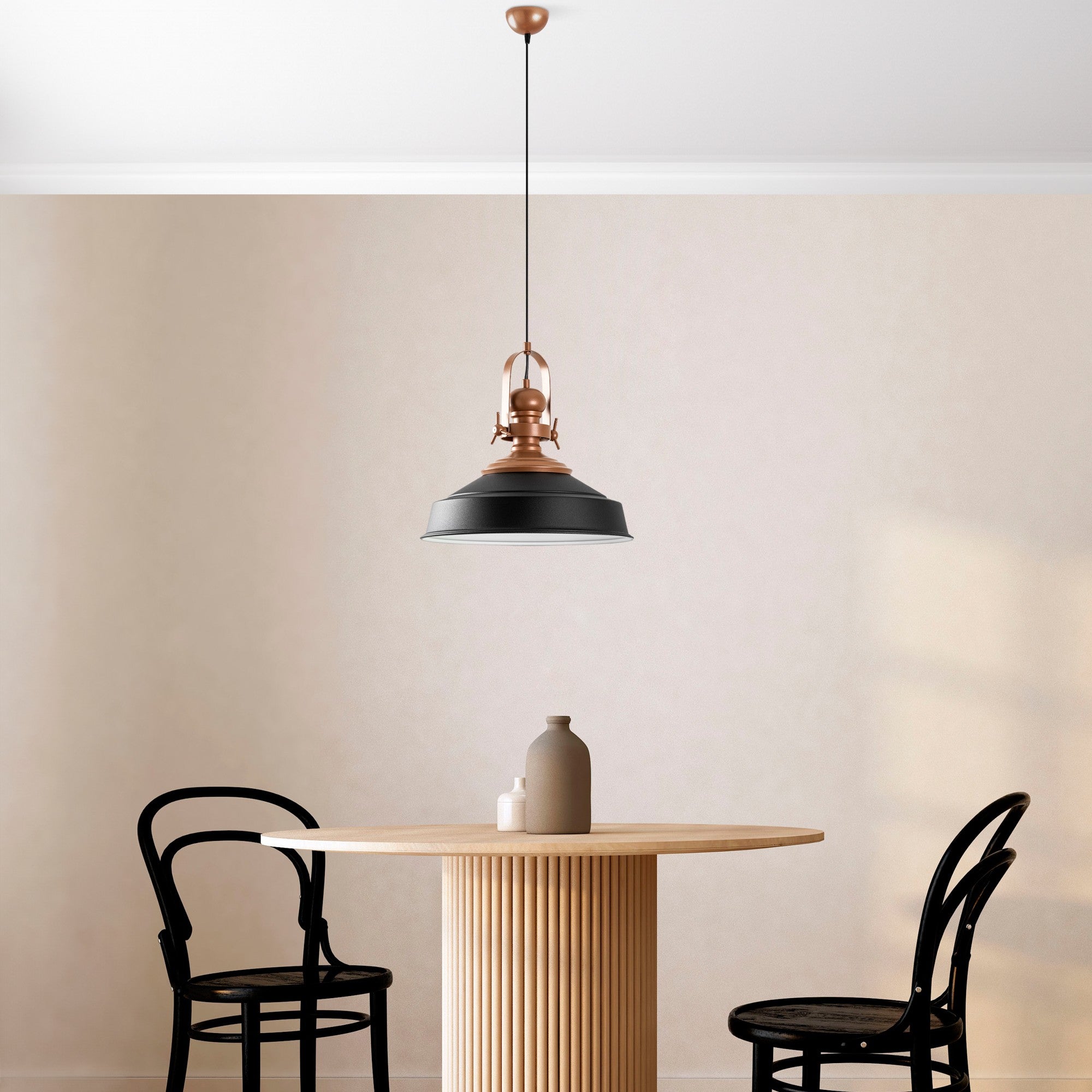 Candeeiro de Teto - 45-130 cm - Preto - Metal