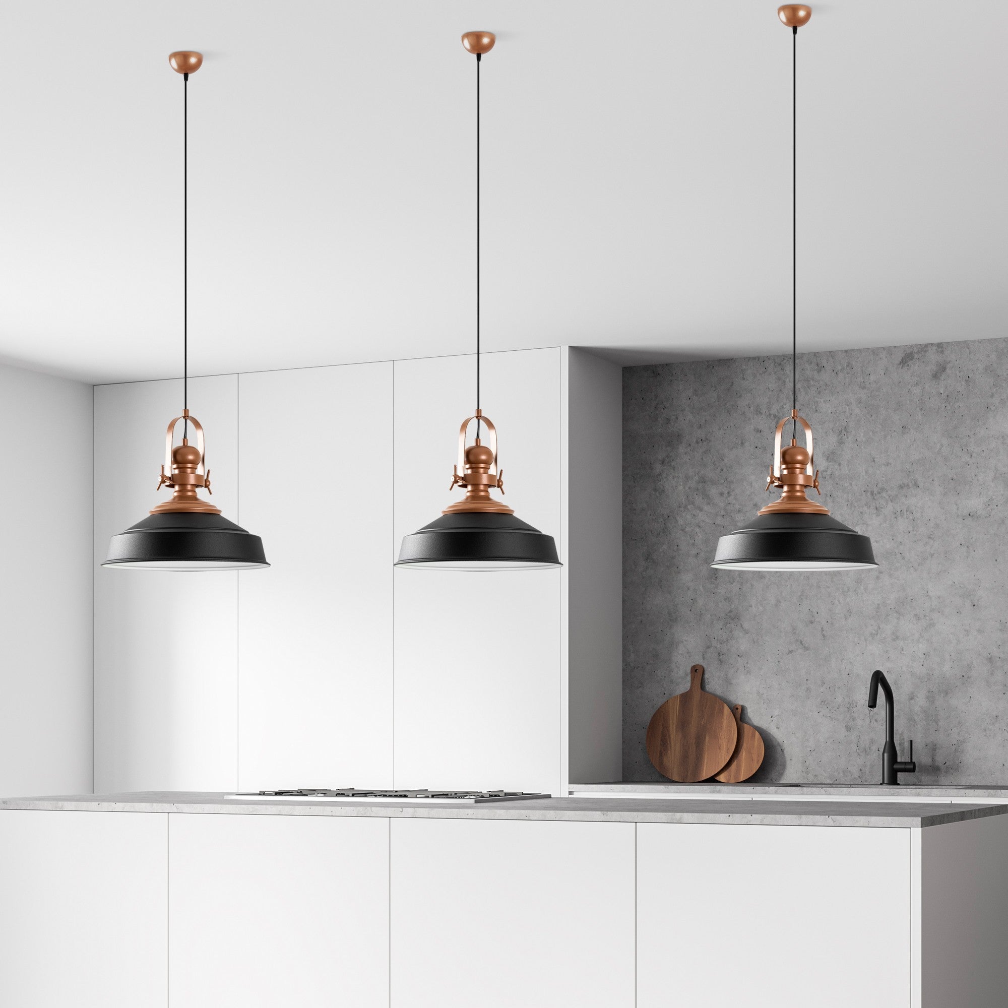 Candeeiro de Teto - 45-130 cm - Preto - Metal