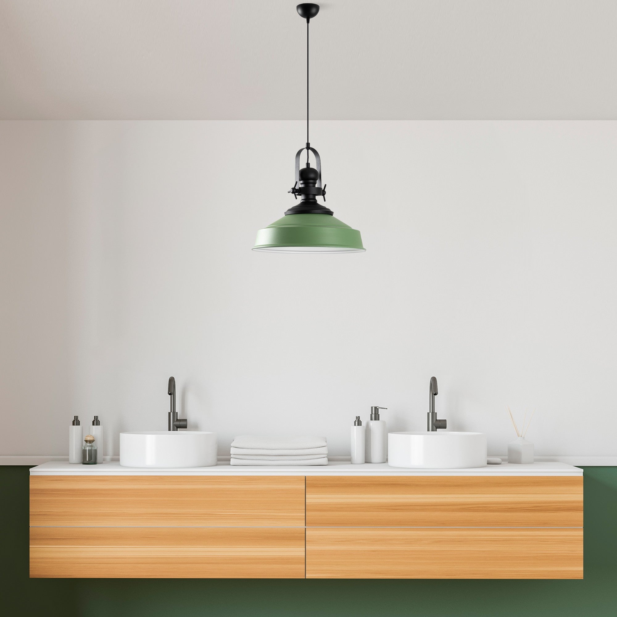 Candeeiro de Teto - 45-130 cm - Verde - Metal