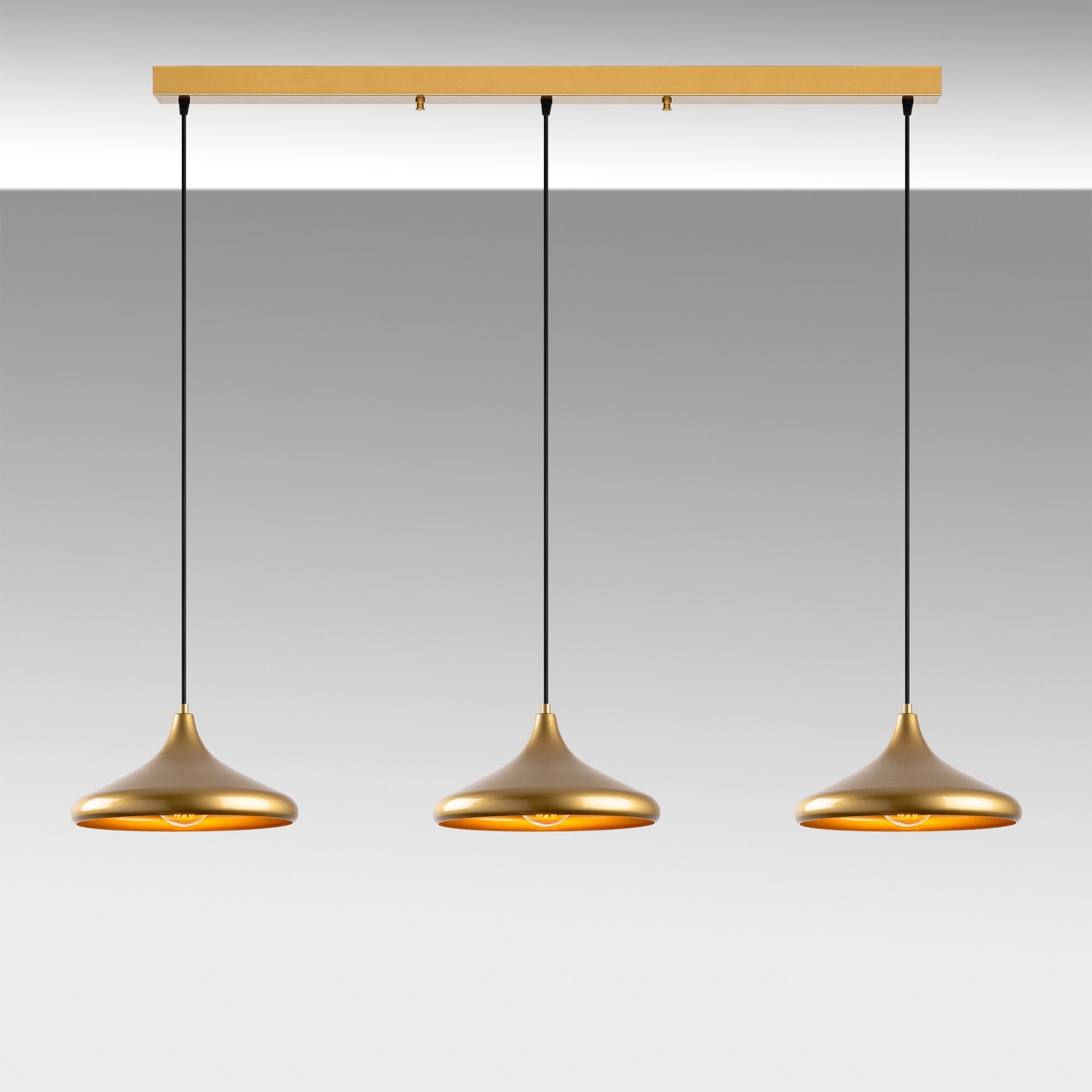 Candeeiro de Teto – 145 x 35 x 116 cm – Dourado – Metal