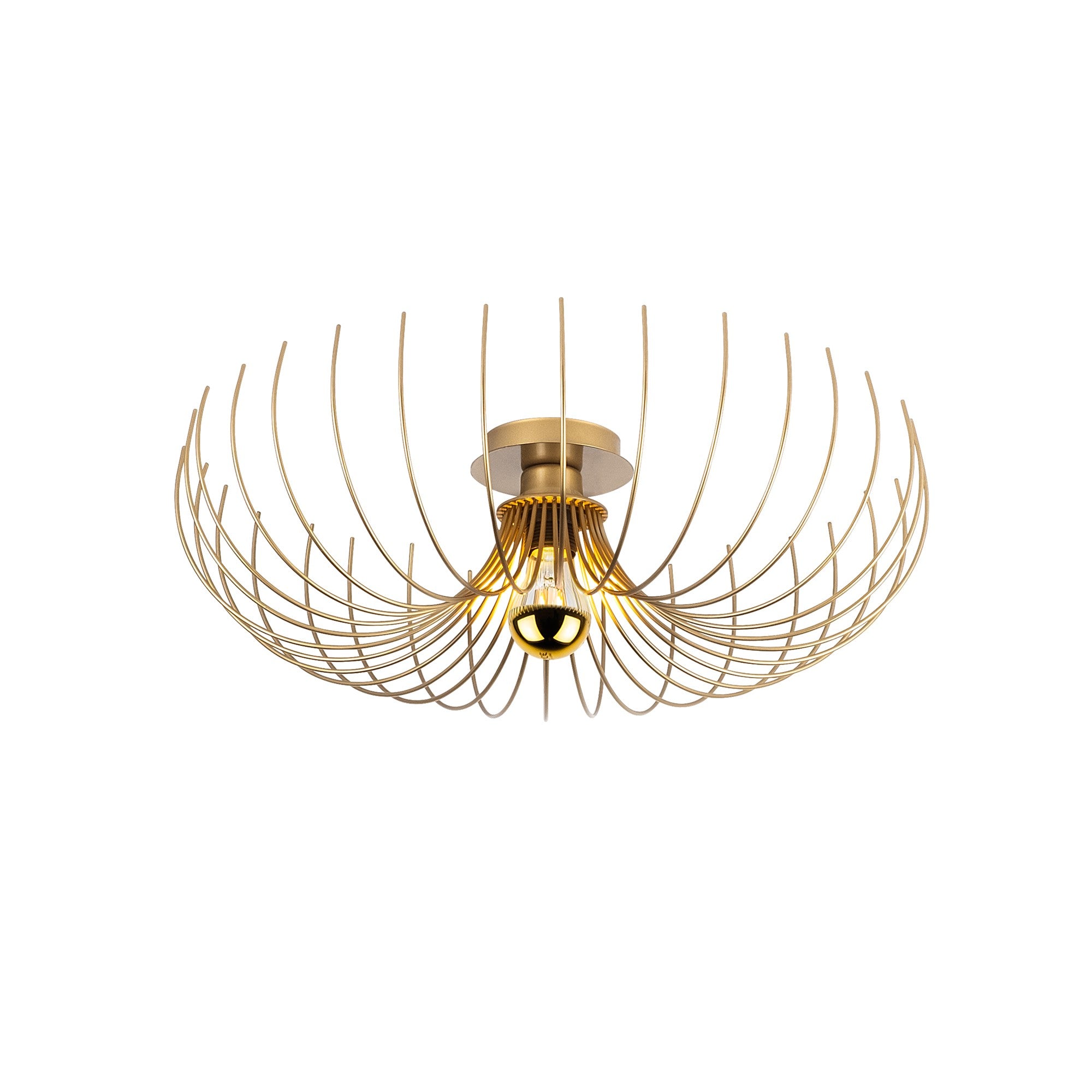 Candeeiro de Teto – 56 x 56 x 16 cm – Dourado – Metal