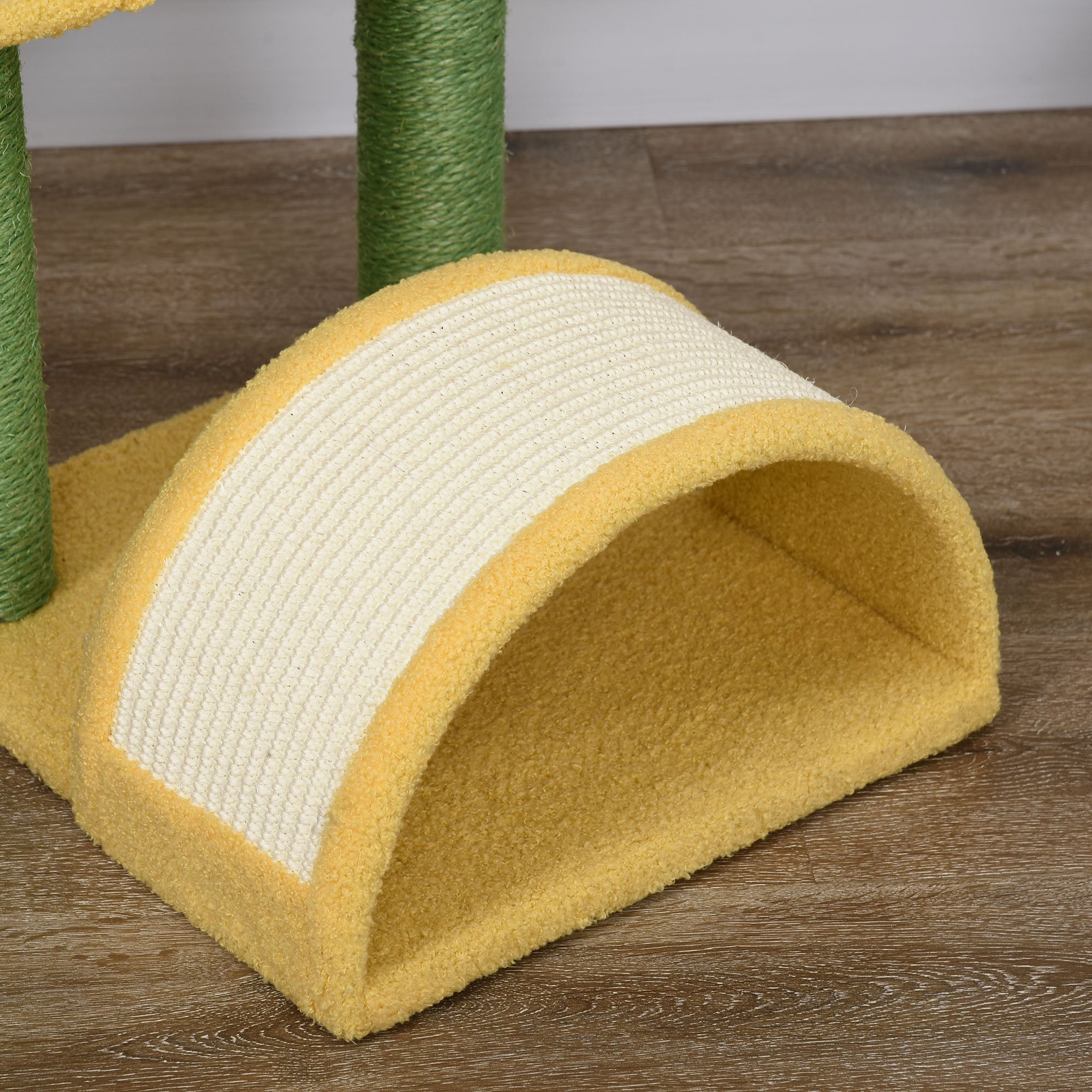 Centro de Atividades para Gatos com Árvore Arranhador 40x35x72 cm Verde e Amarelo