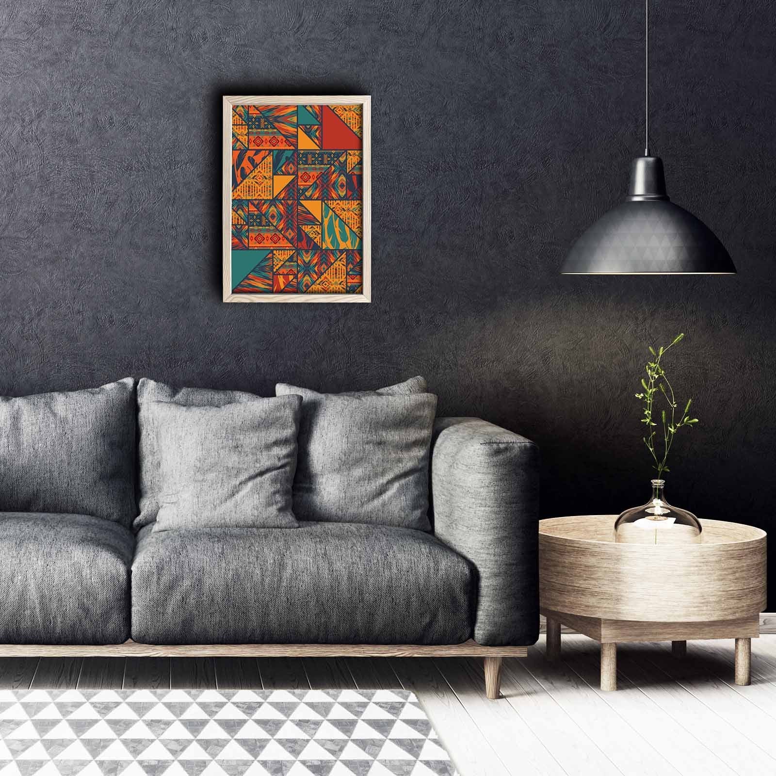 Quadro Decorativo em MDF (3 mm) com Moldura de Madeira KCT-018, Multicolor, 38 x 53 cm