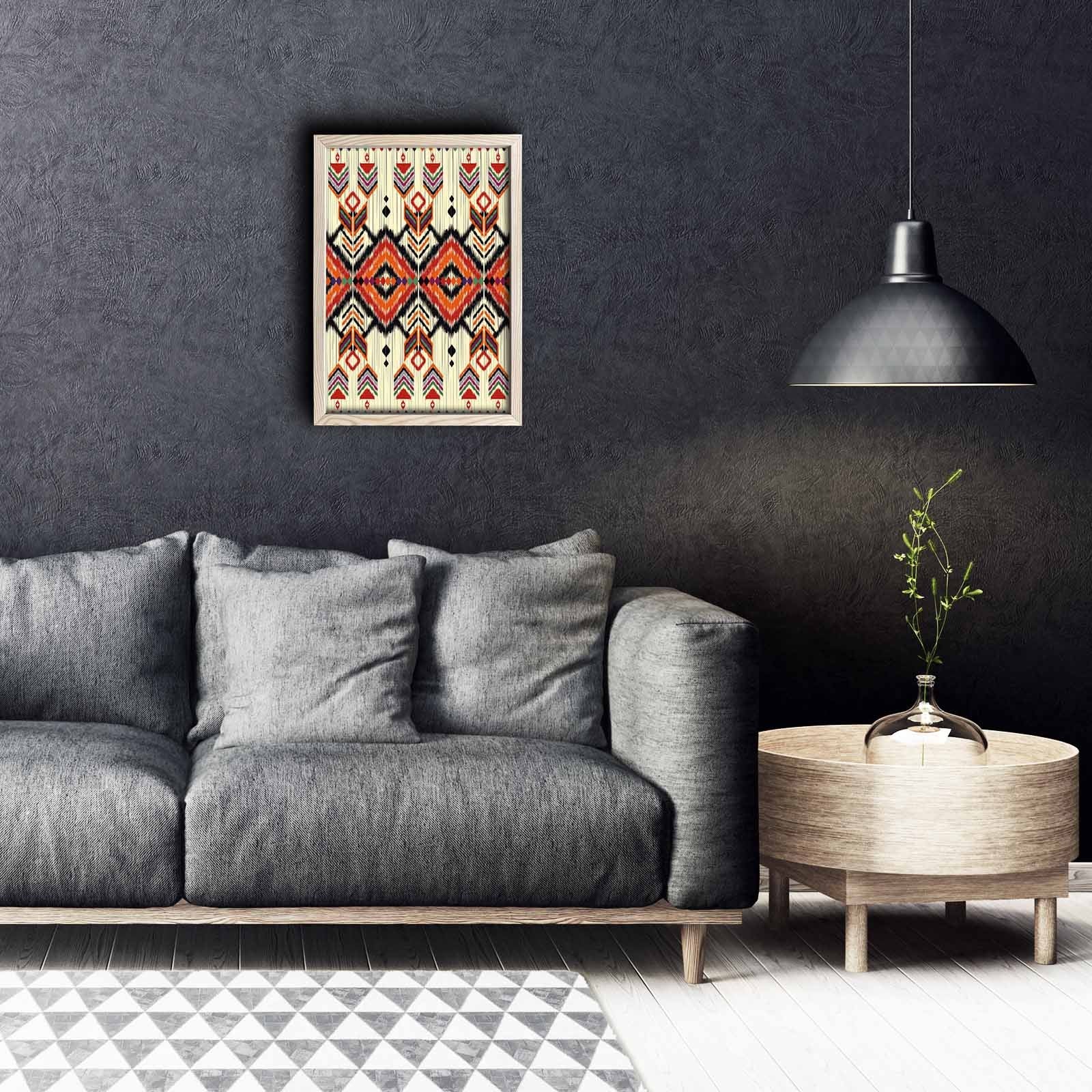 Quadro Decorativo em MDF com Moldura de Madeira, Multicolor, 38 x 53 cm – KCT-019