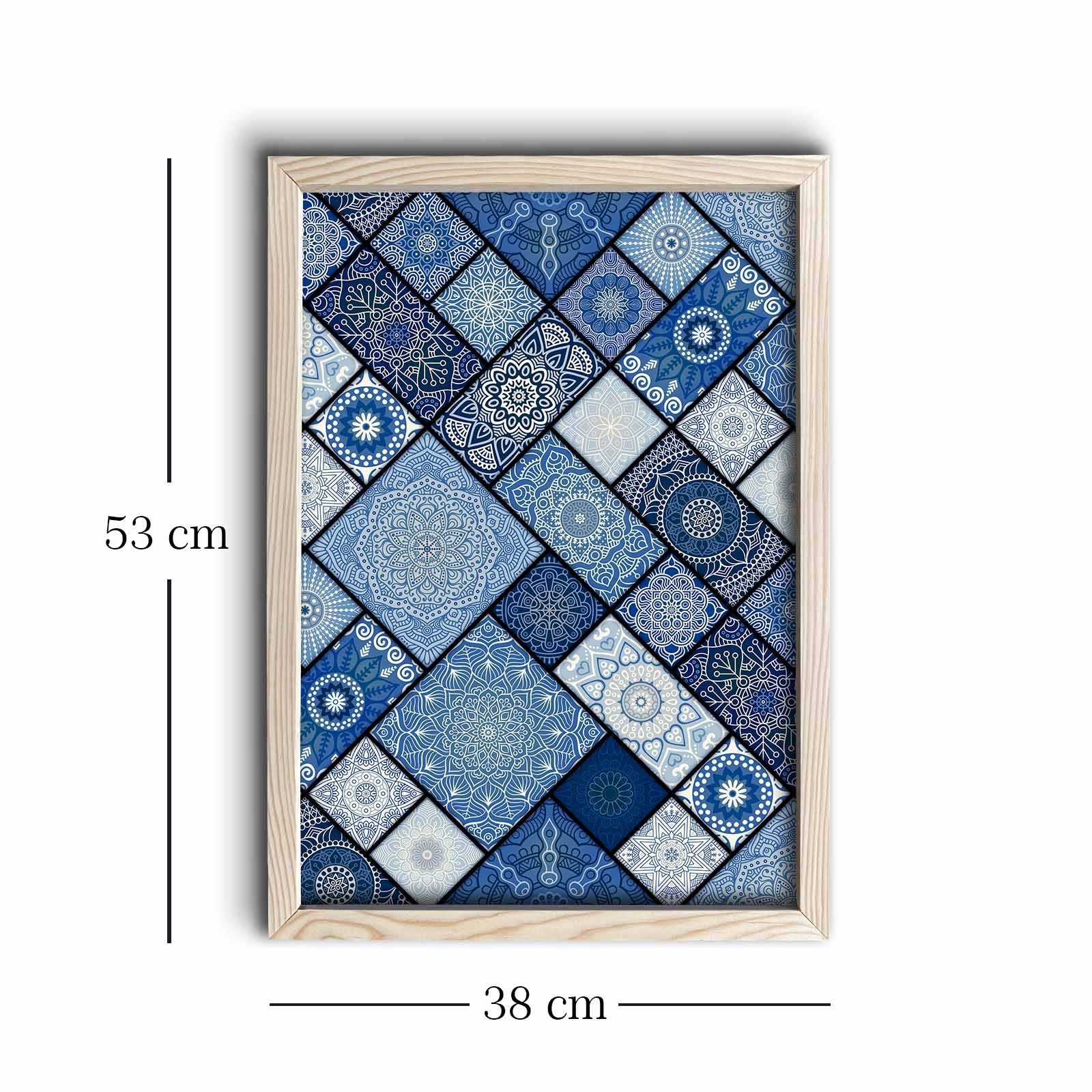 Quadro Decorativo Moldurado em MDF Multicolor KCT-033, Moldura de Madeira, 38 x 53 cm