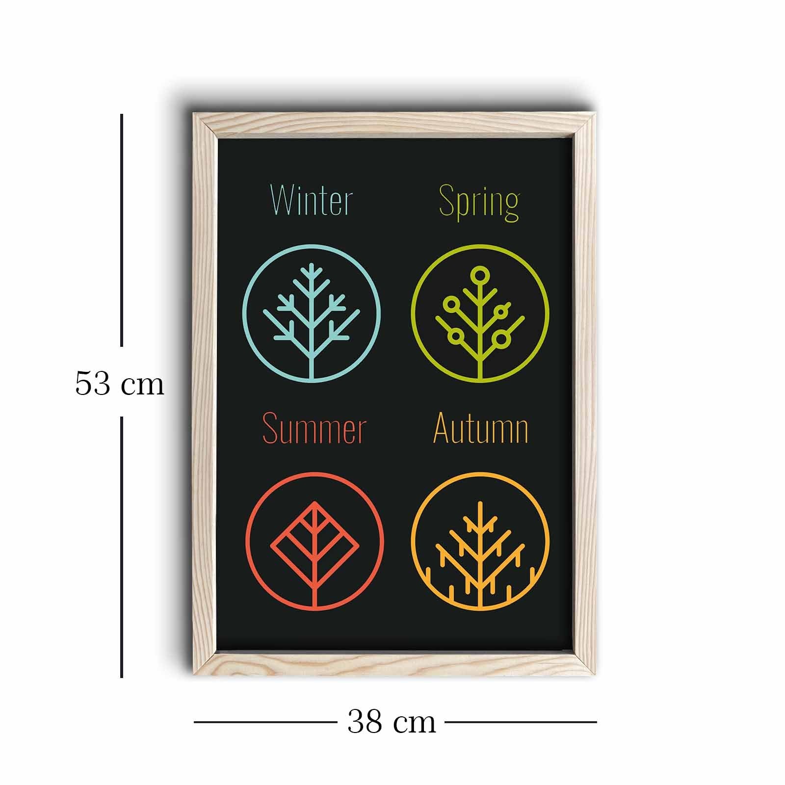 KCT-042 Quadro Decorativo em MDF (3 mm) com Moldura de Madeira, Multicolor, 38 x 53 cm