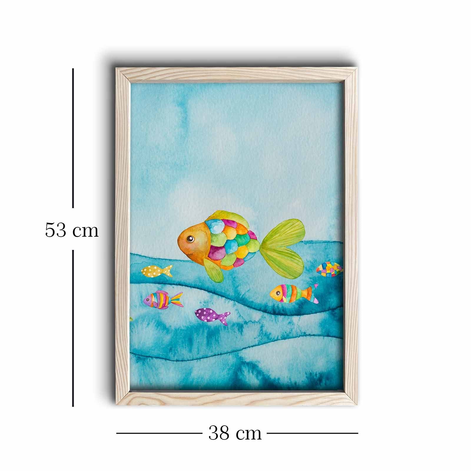 Quadro Decorativo em MDF com Moldura de Madeira KCT-050, Multicolor, 38 x 53 cm