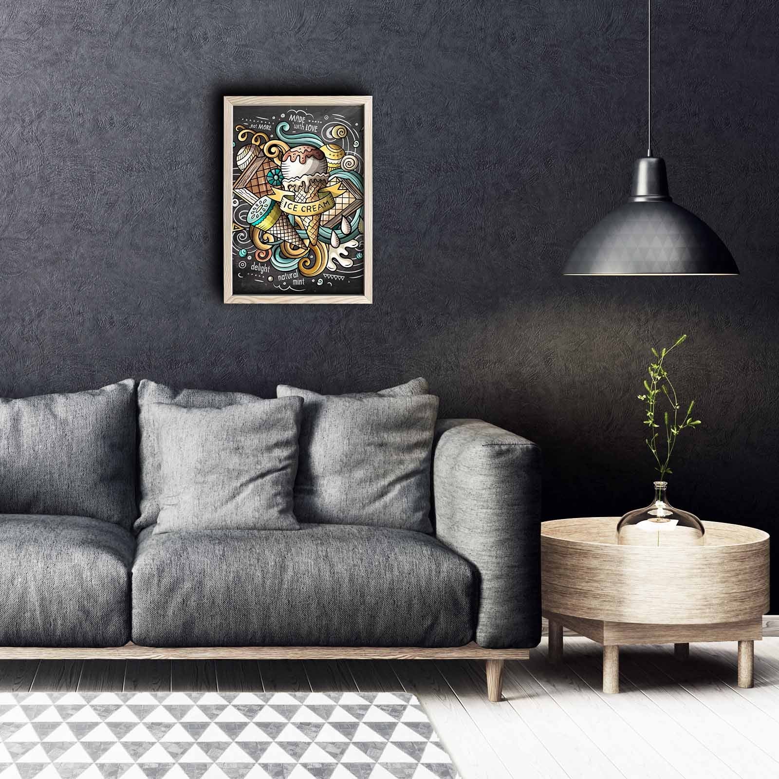 Quadro Decorativo em MDF com Moldura de Madeira, Multicolor, 38 x 53 cm (KCT-055)