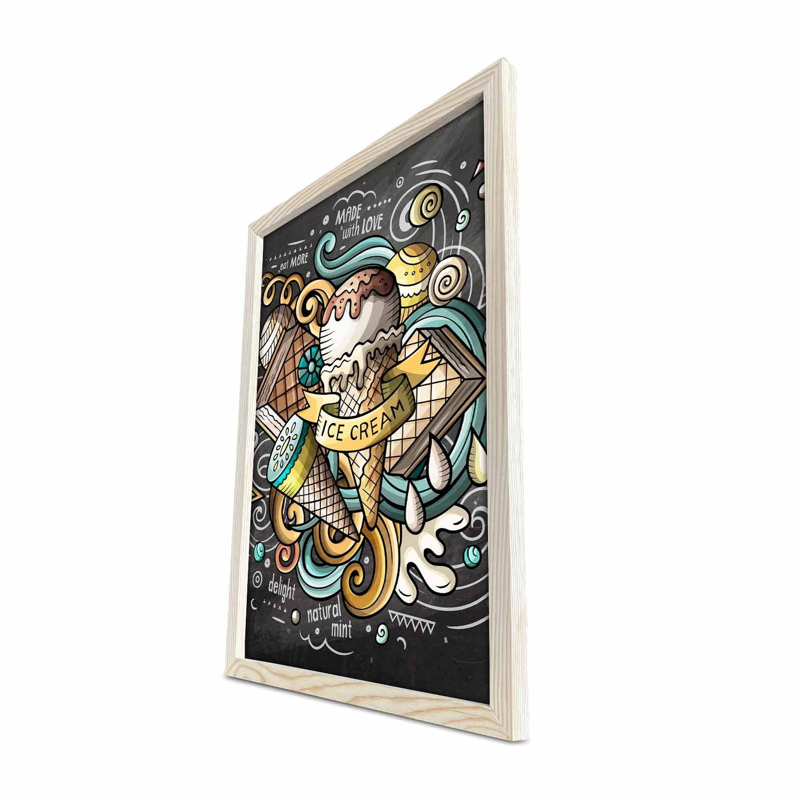 Quadro Decorativo em MDF com Moldura de Madeira, Multicolor, 38 x 53 cm (KCT-055)