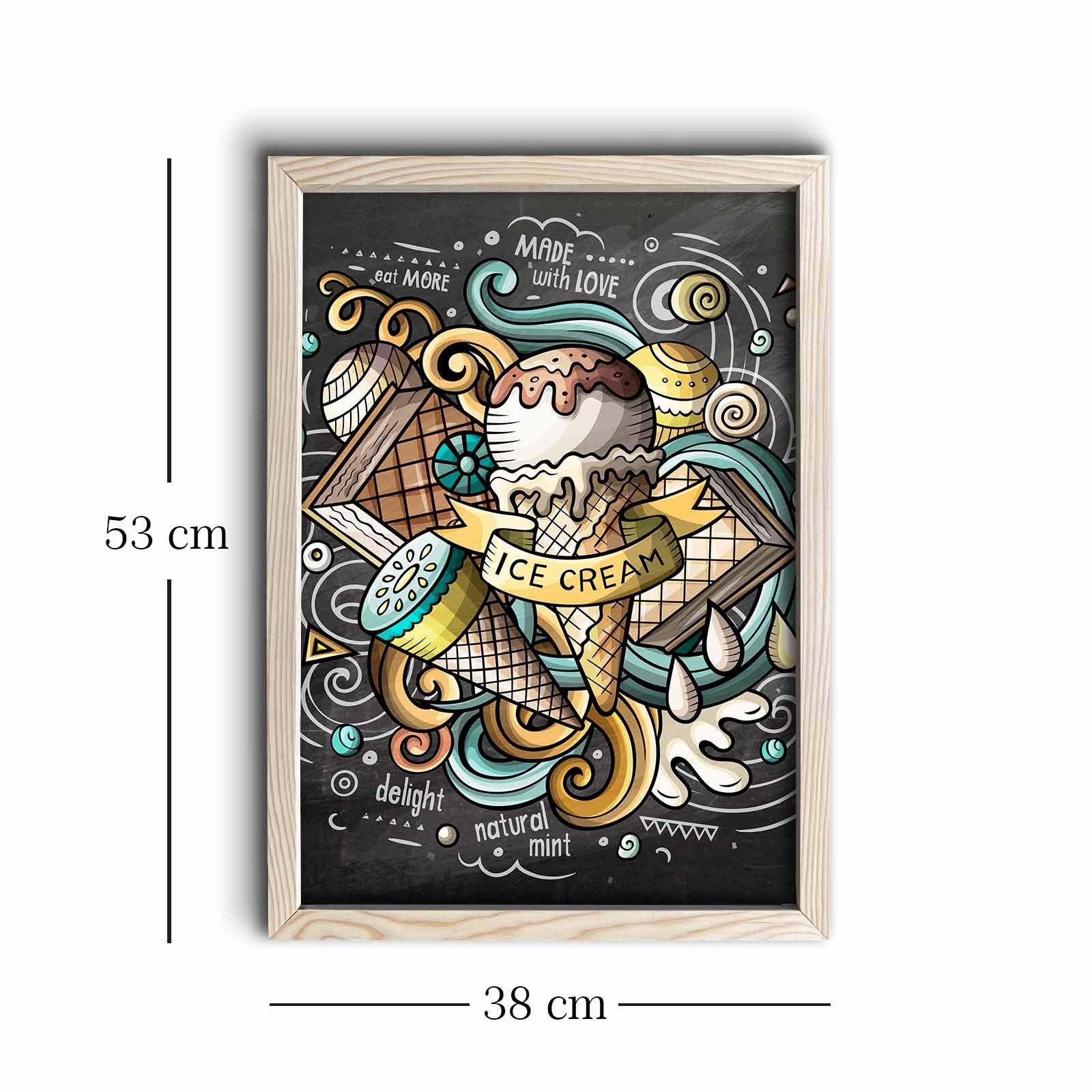 Quadro Decorativo em MDF com Moldura de Madeira, Multicolor, 38 x 53 cm (KCT-055)