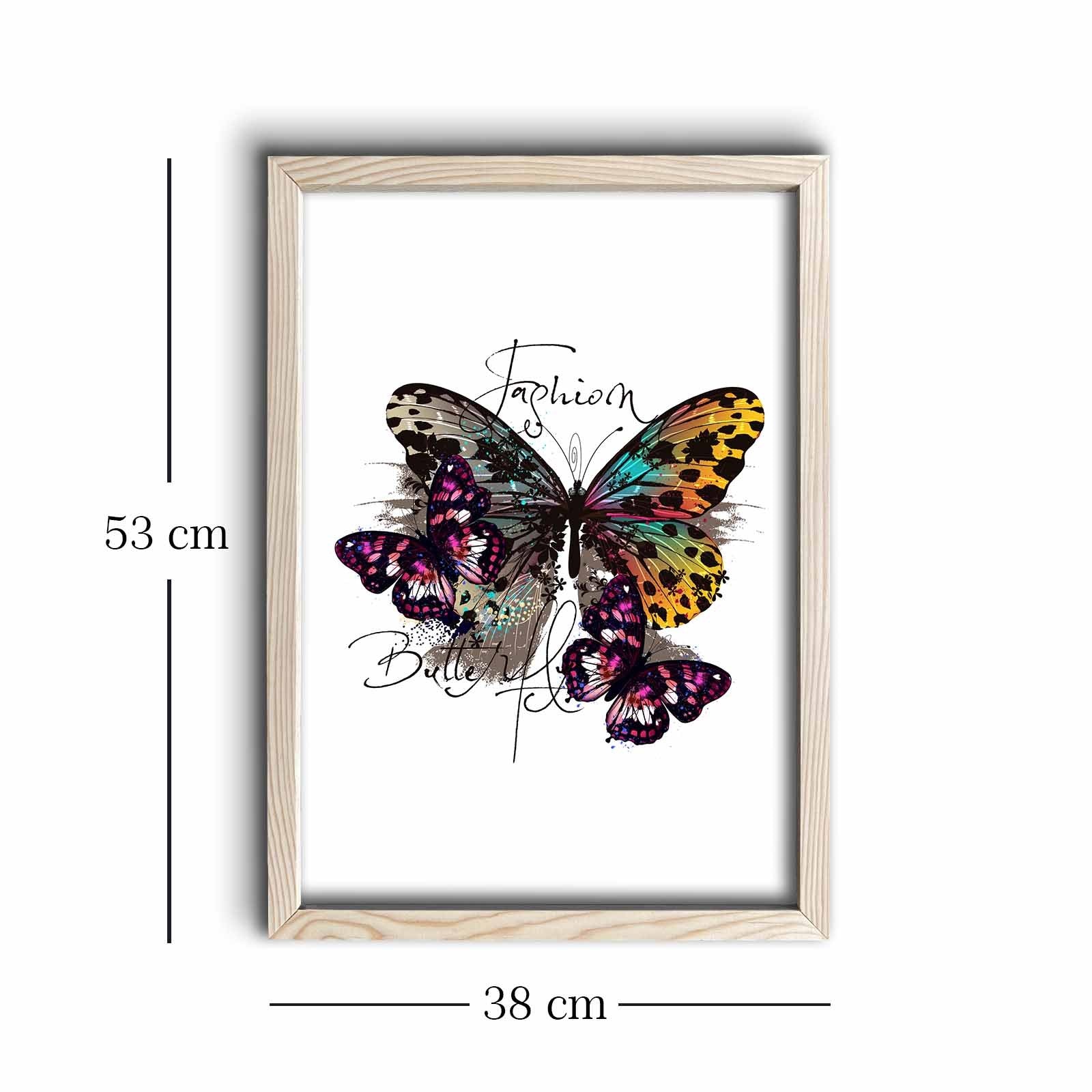 Quadro Decorativo em MDF com Moldura de Madeira, Multicolor (38 x 53 cm) – KCT-056