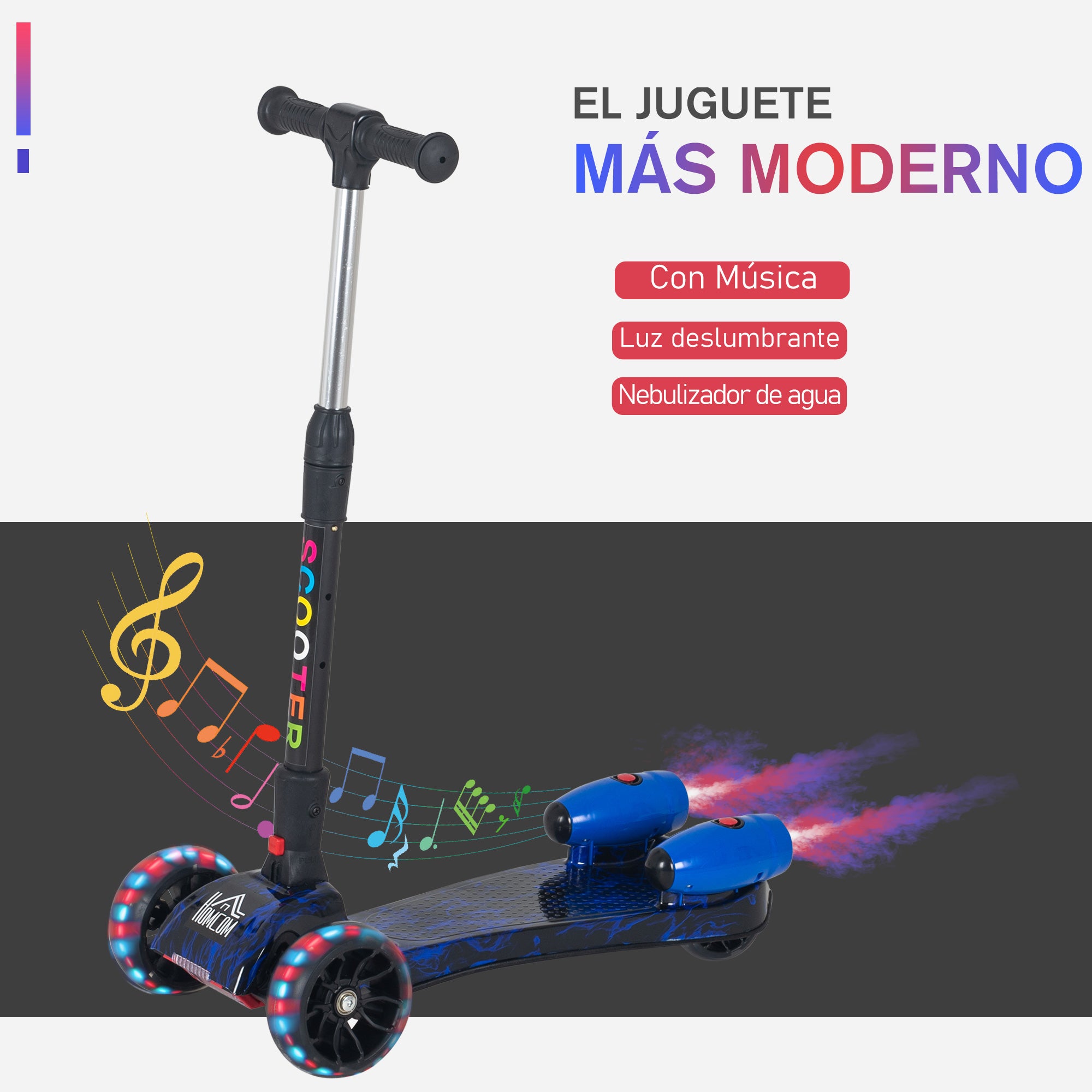 Trotinete Azul para Crianças 61x26x63-81 cm - Diversão e Segurança Garantidas
