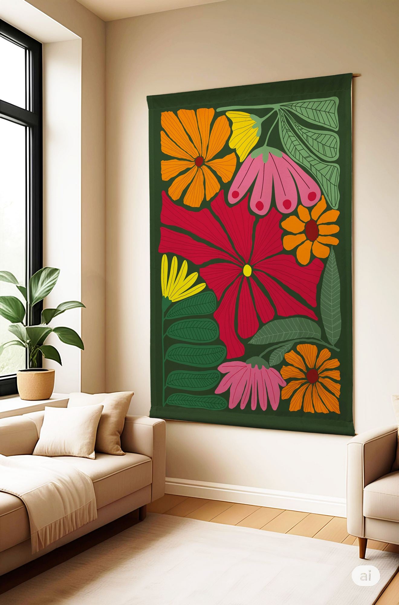 Quadro Decorativo Polybaby 3 Multicolorido 70 x 120 cm – 50% Algodão / 50% Poliéster