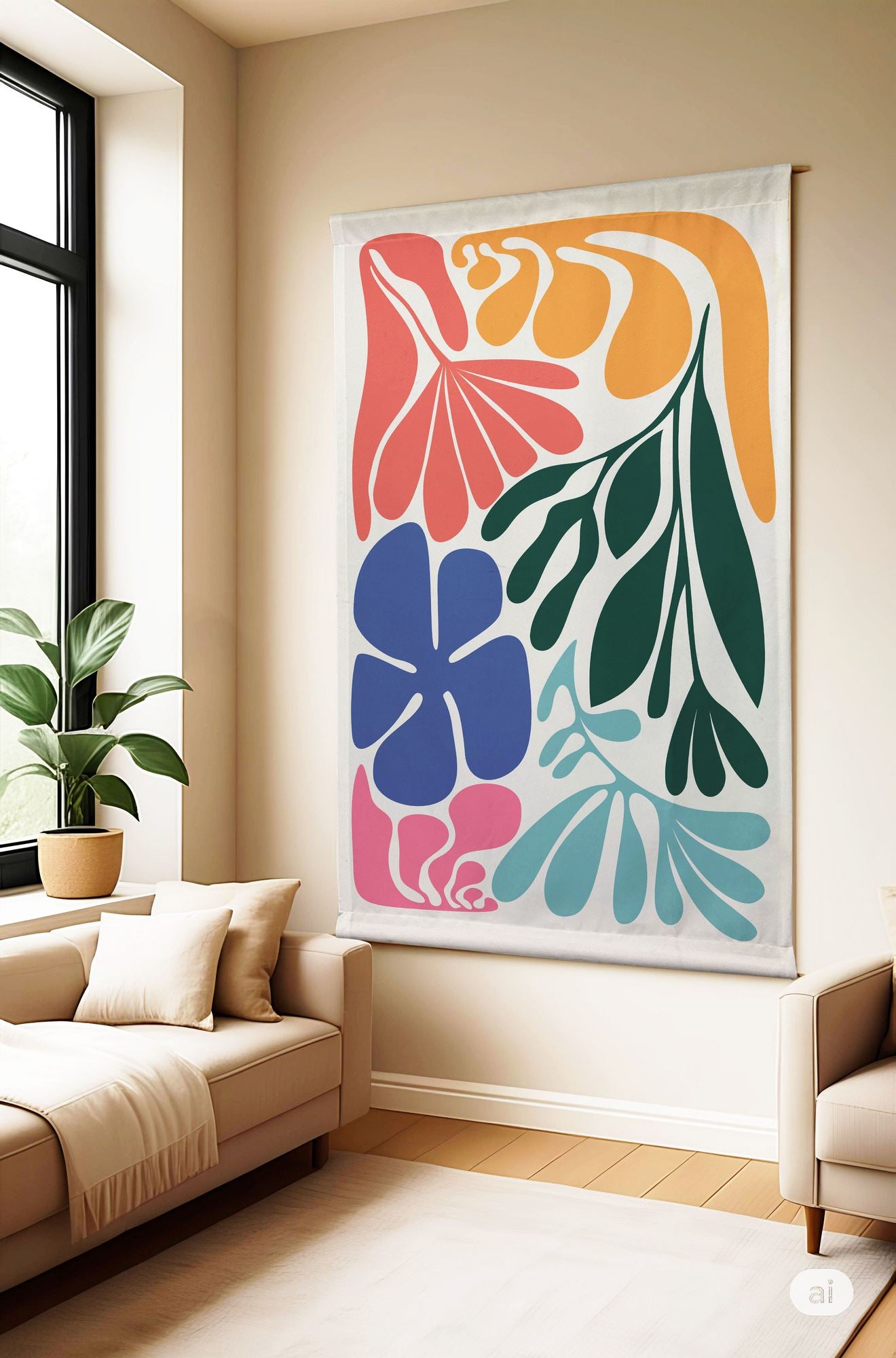 Quadro Decorativo “Polybaby 4” Multicolor 70x120 cm – 50% Algodão / 50% Poliéster