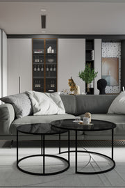 Mesa de Centro em Vidro Temperado Fumê com Estrutura Metálica - Design Moderno e Elegante 72x45x72cm