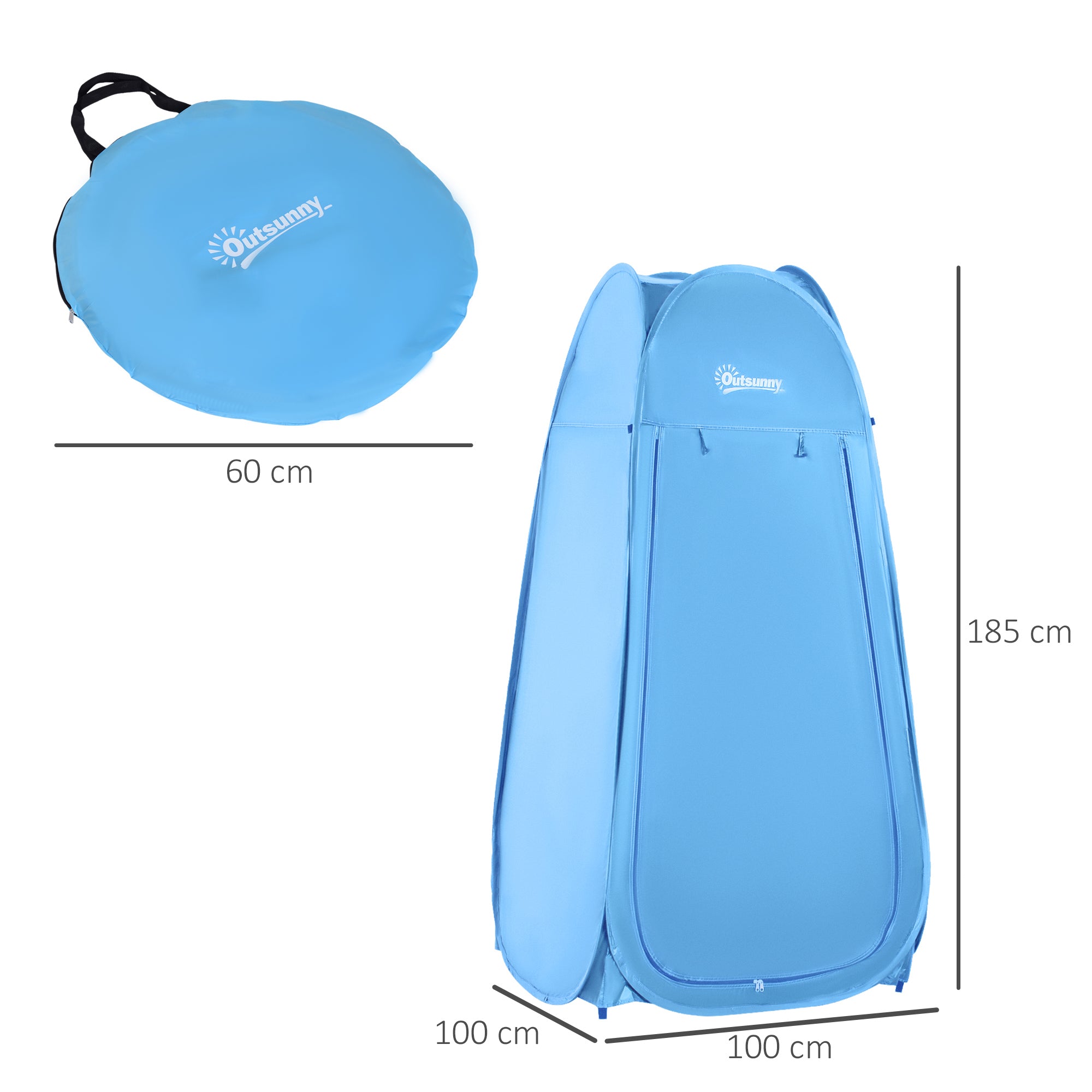 Tenda de Duche para Campismo Dobrável Pop UP Azul Claro 100x100x185cm