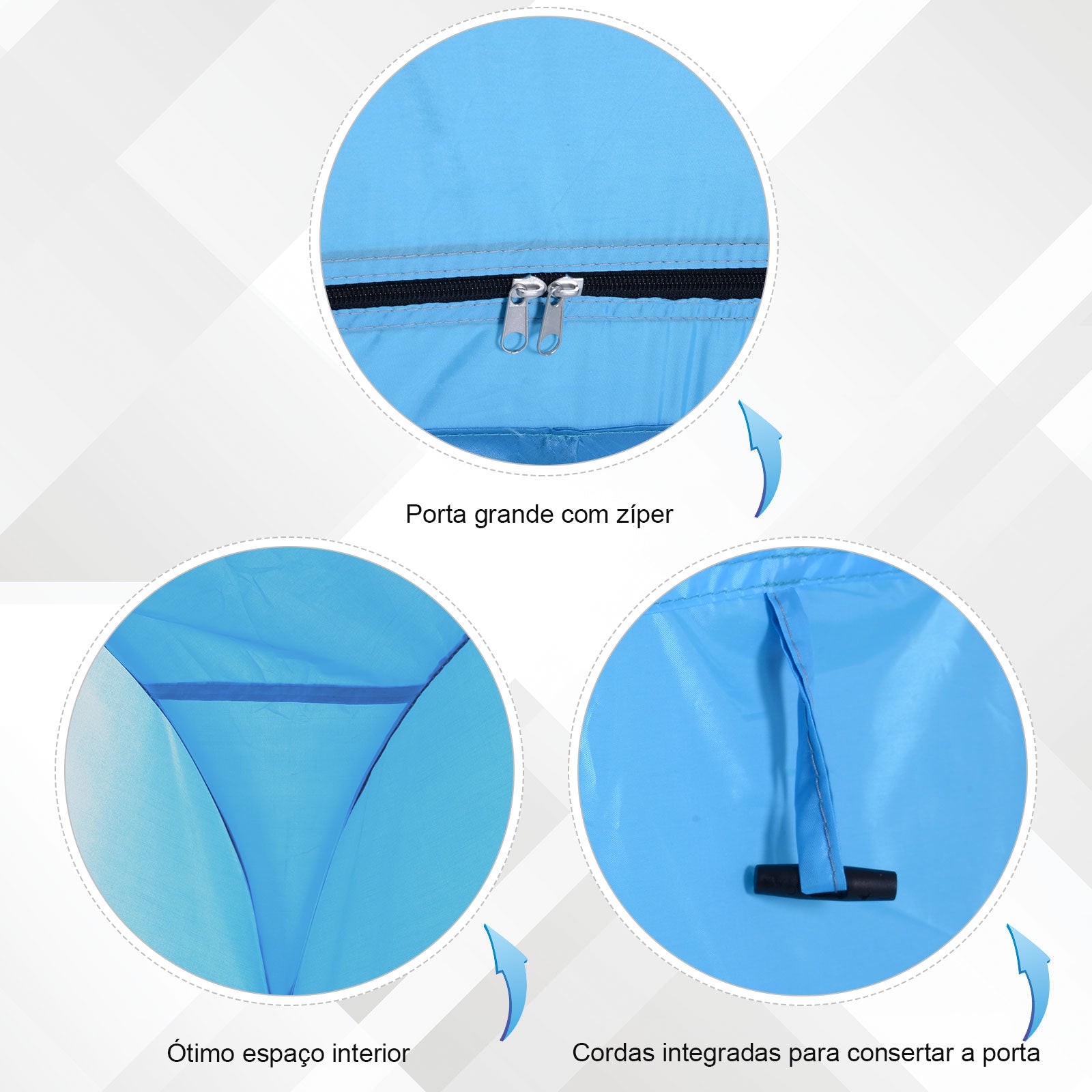 Tenda de Duche para Campismo Dobrável Pop UP Azul Claro 100x100x185cm