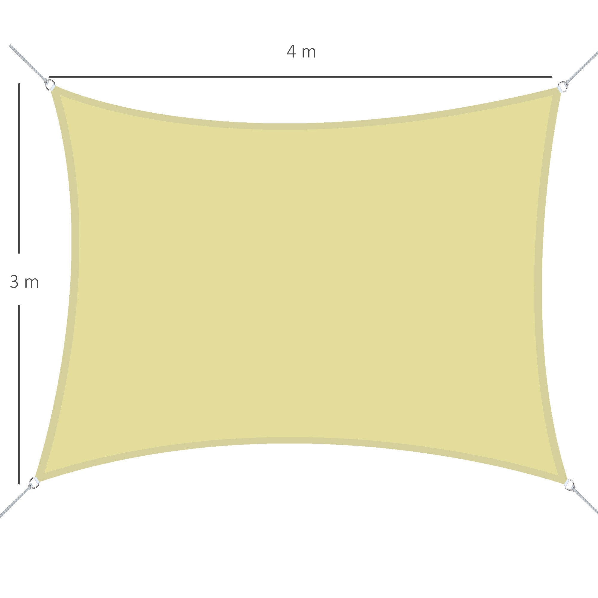 Vela de Sombra Retangular 300x400 cm Cor de Areia