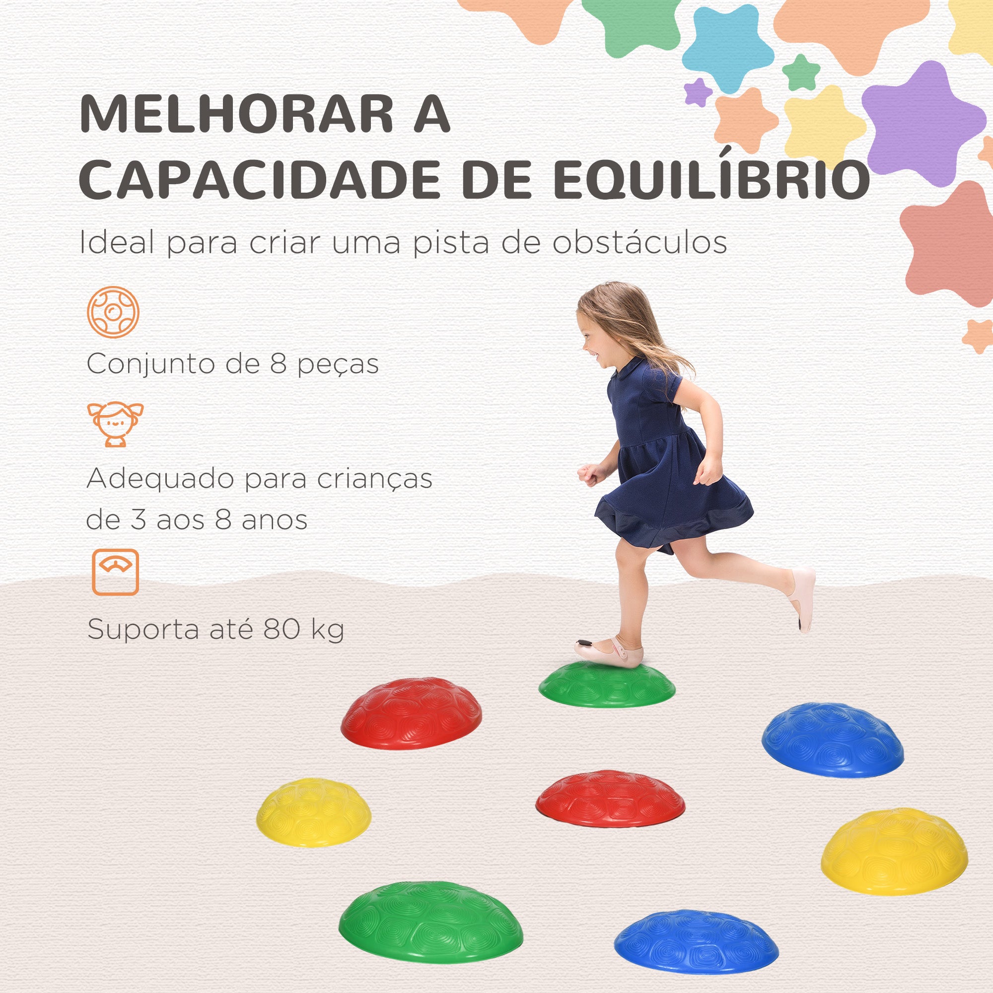 Conjunto de Pedras de Equilíbrio Multicoloridas - 29,5x23,5x8 cm