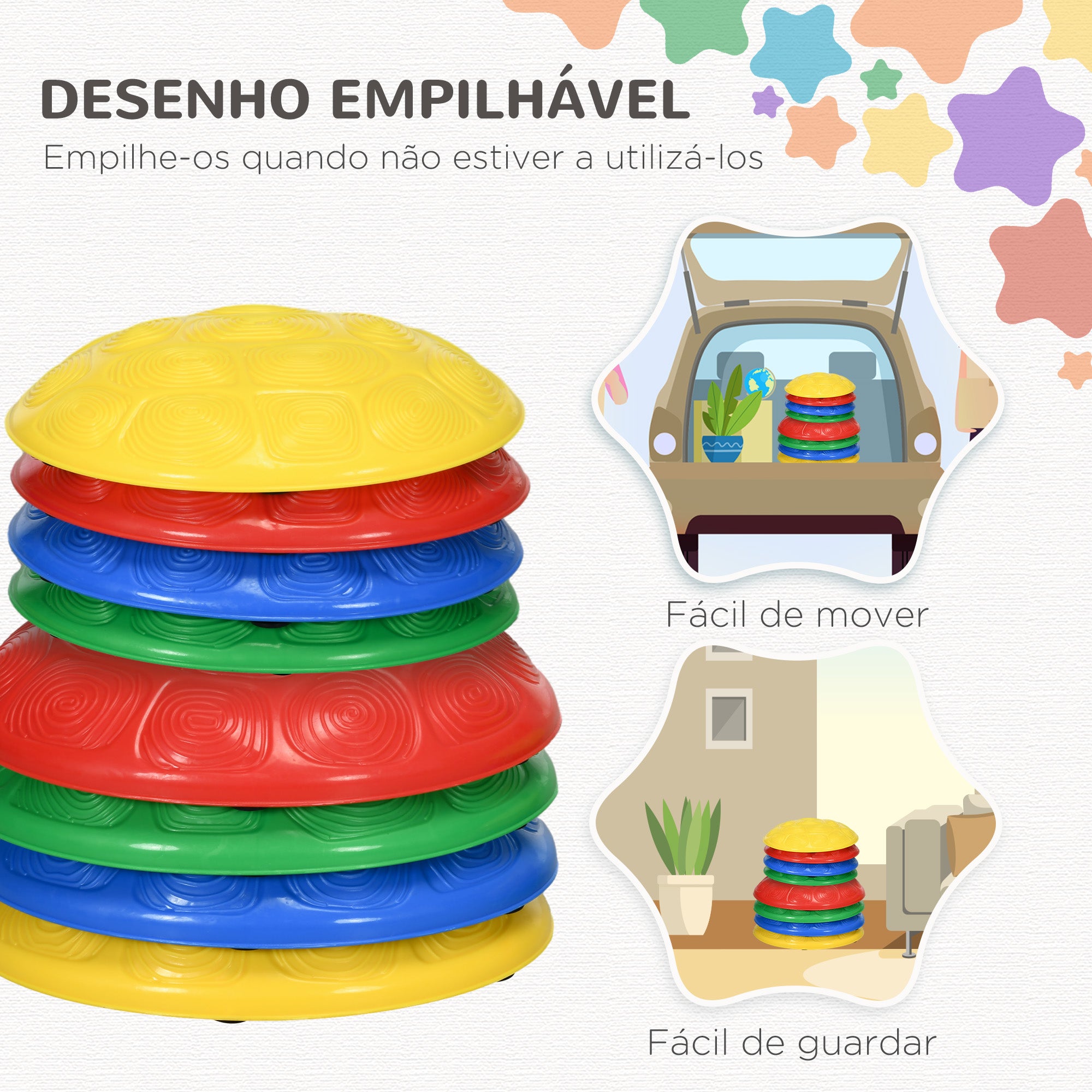 Conjunto de Pedras de Equilíbrio Multicoloridas - 29,5x23,5x8 cm
