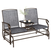 Banco Baloiço de 2 Lugares Inclinável em Tecido Metal 148x81x100cm Marrom e Cinza