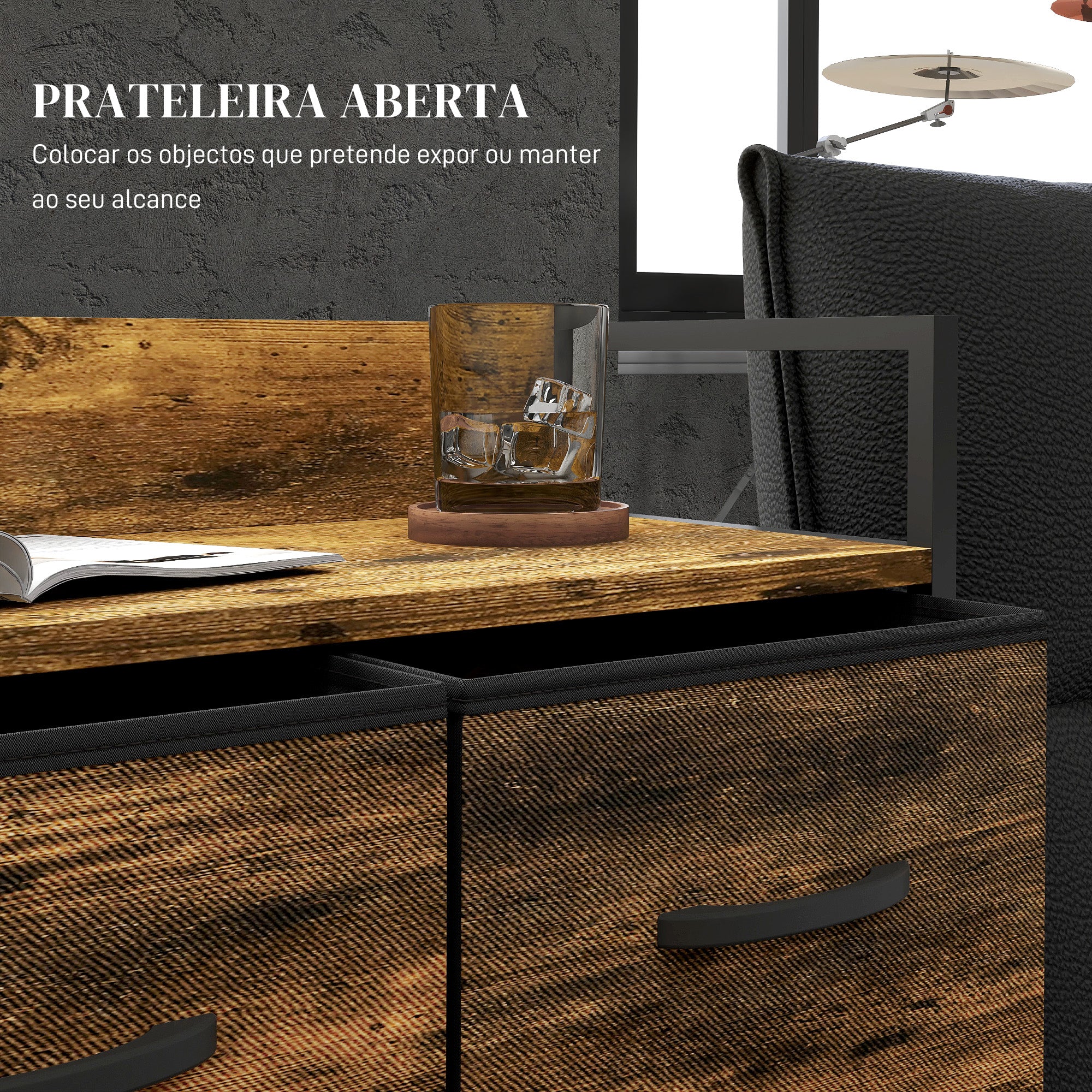 Cómoda de Quarto com 4 Gavetas Dobráveis 60x29x85 cm - Castanho Rústico