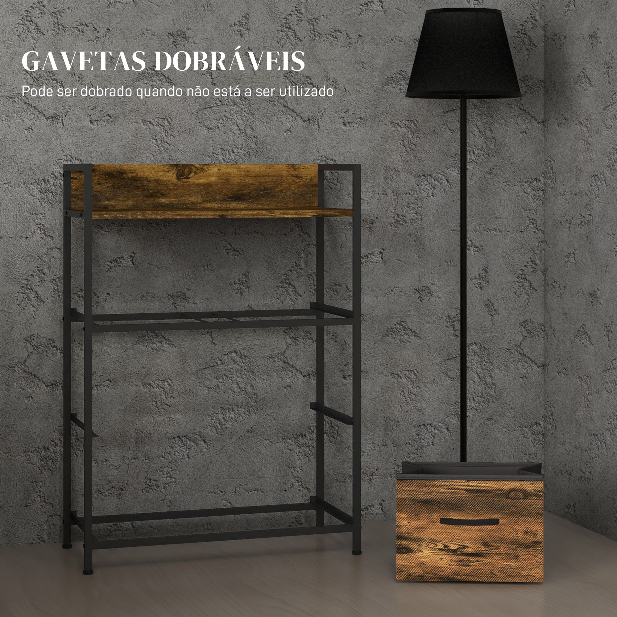 Cómoda de Quarto com 4 Gavetas Dobráveis 60x29x85 cm - Castanho Rústico