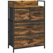 Cómoda de Quarto com 4 Gavetas Dobráveis 60x29x85 cm - Castanho Rústico