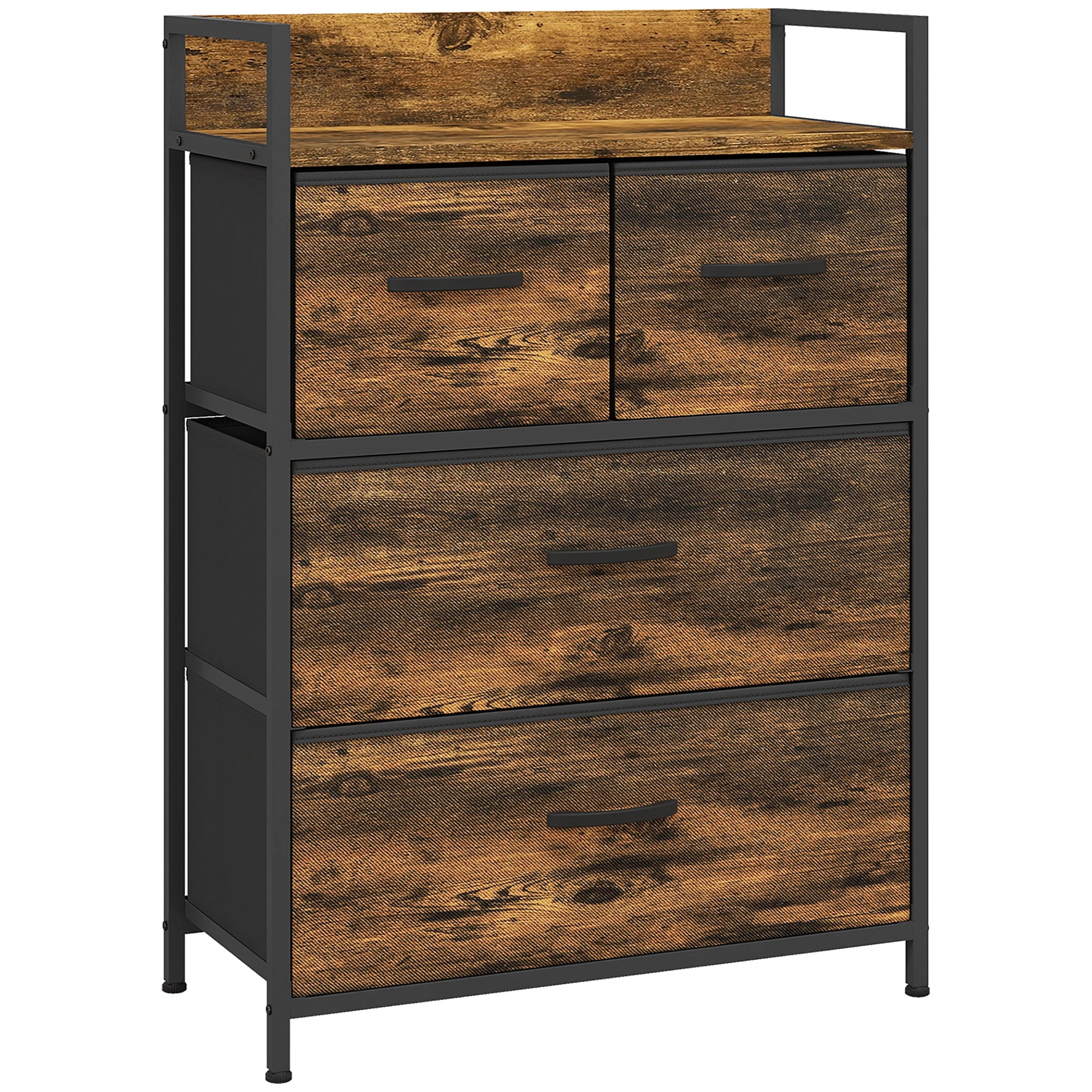 Cómoda de Quarto com 4 Gavetas Dobráveis 60x29x85 cm - Castanho Rústico