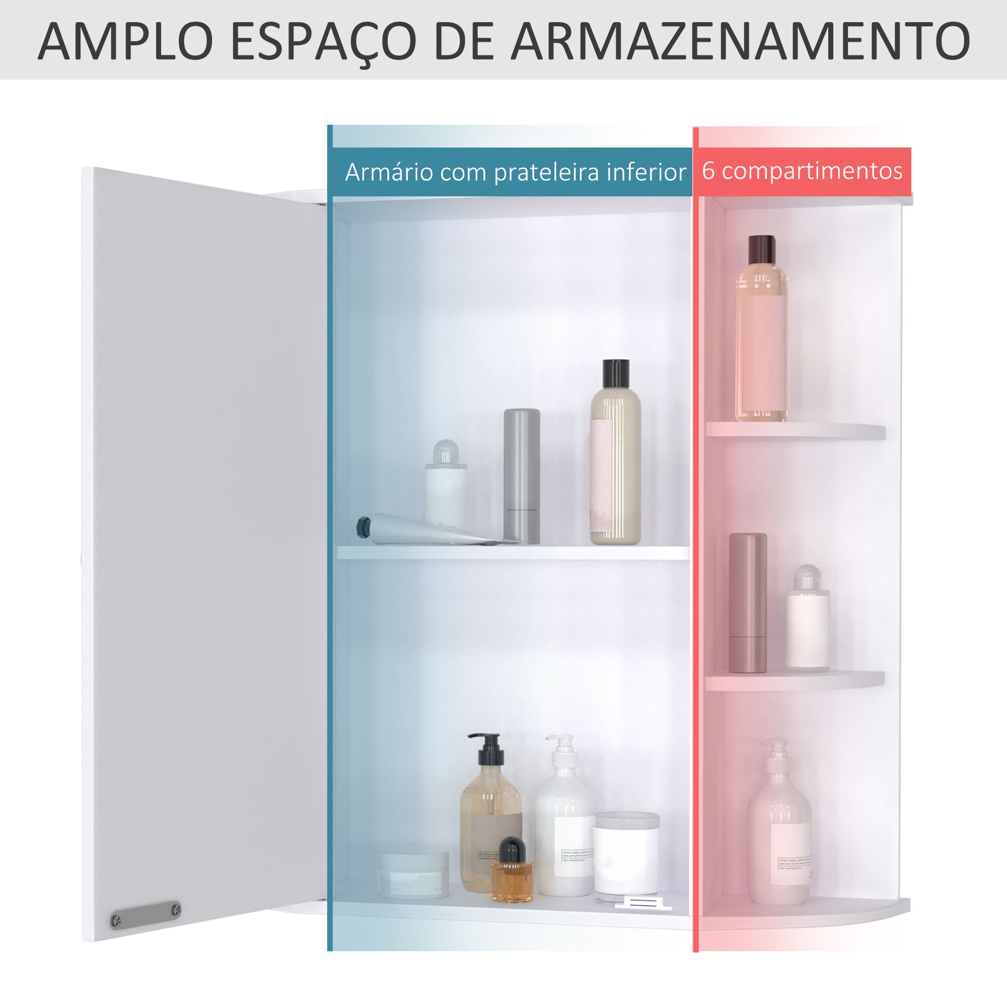 Armário de Casa de Banho com Espelho Branco 66x17x63 cm