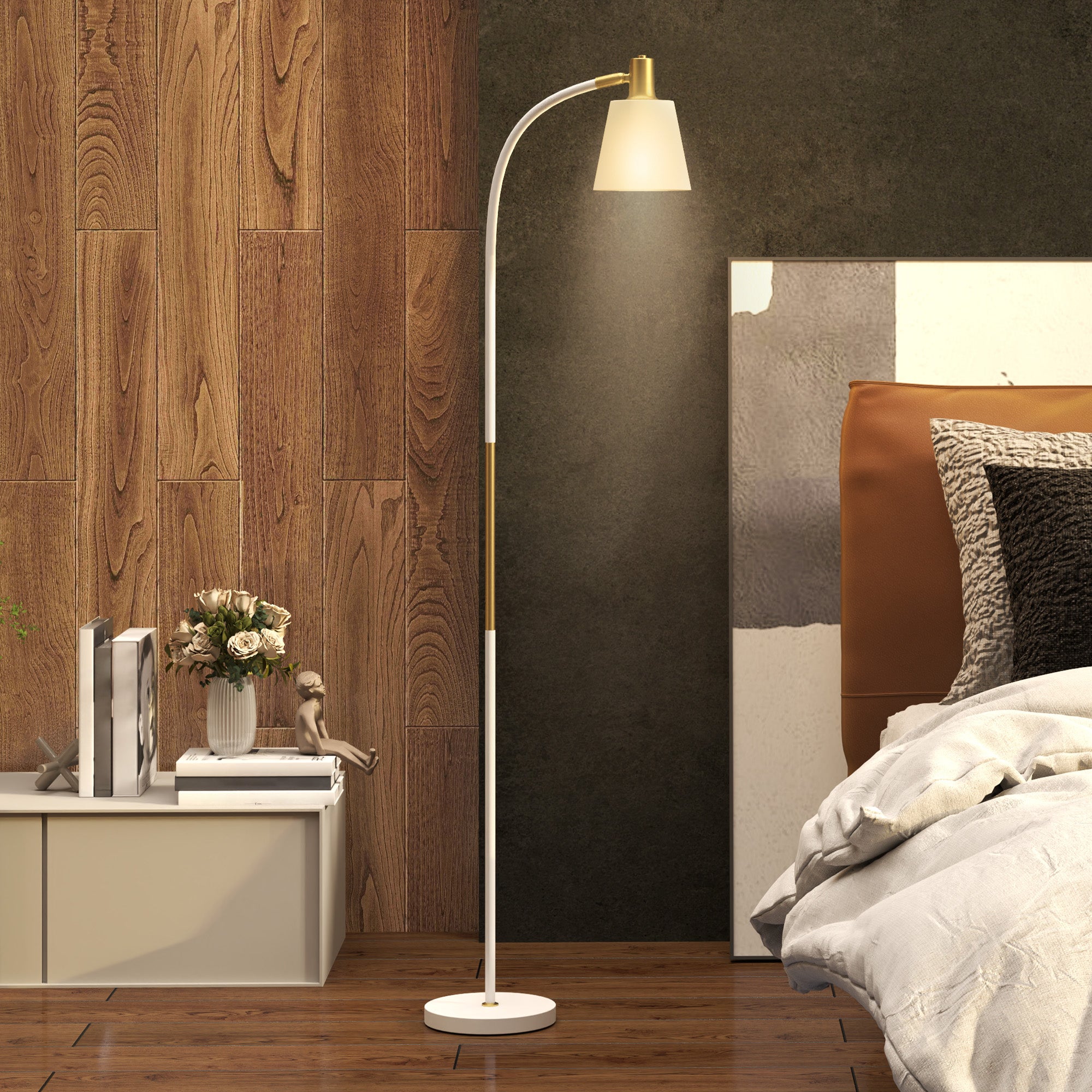 Candeeiro de Pé LED Altura Ajustável 49x21x127-160 cm Branco