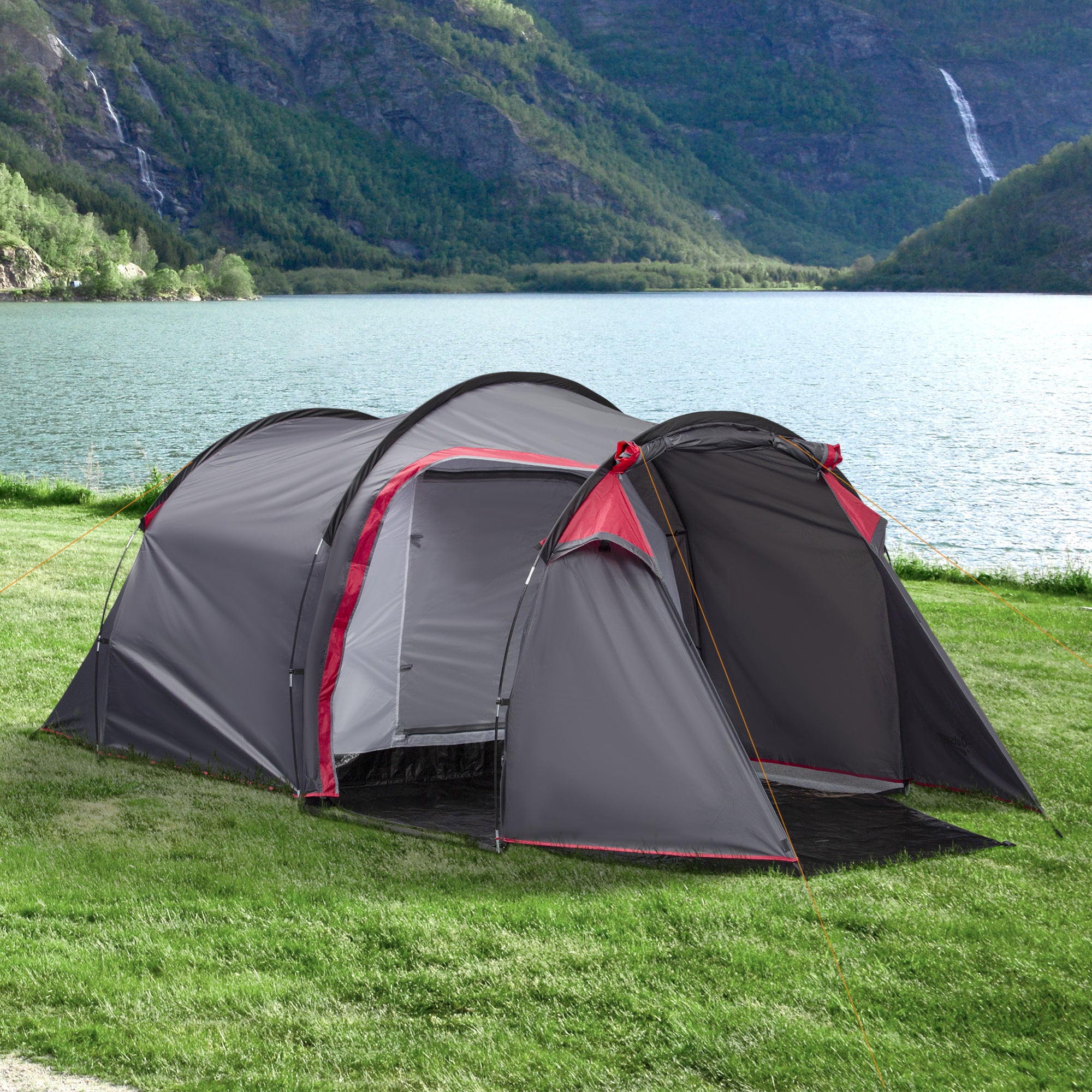 Tenda de Campismo – 426x206x154 cm – Cinza Escuro – Poliéster