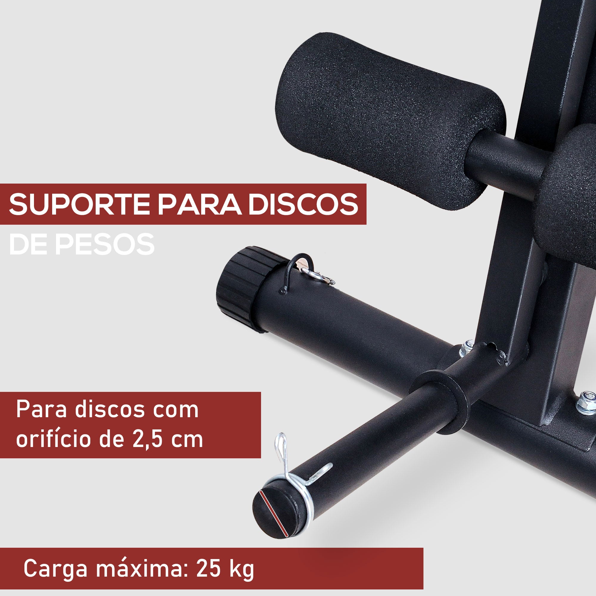 Banco de Pesos Dobrável e Inclinável 54x160x106cm - Preto e Vermelho