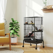 Gaiola para Animais Pequenos de 4 Níveis 69x44x120 cm Preto