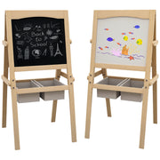 Cavalete para Crianças 3 em 1 - 58x50,5x109 cm - Cor de Madeira Natural