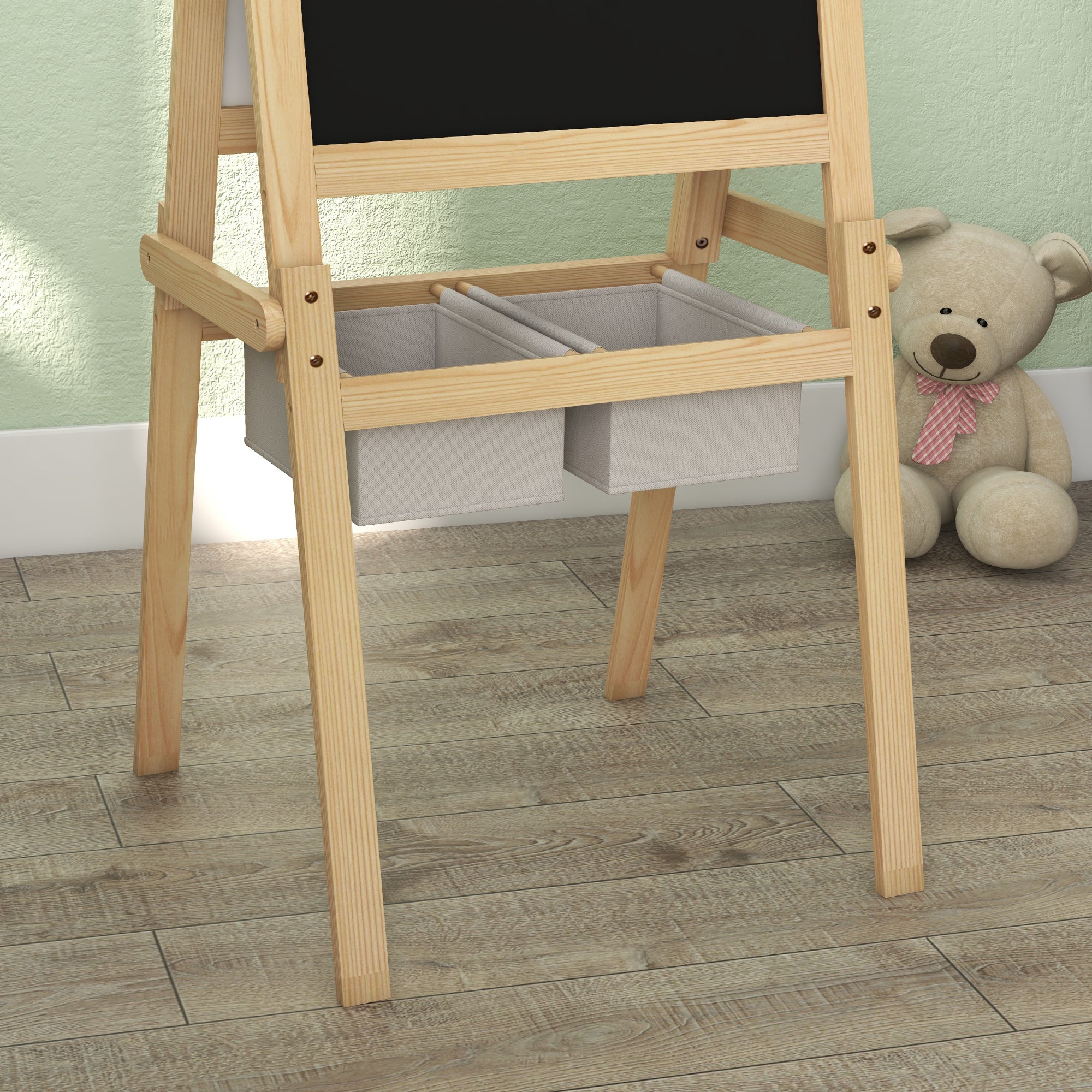 Cavalete para Crianças 3 em 1 - 58x50,5x109 cm - Cor de Madeira Natural