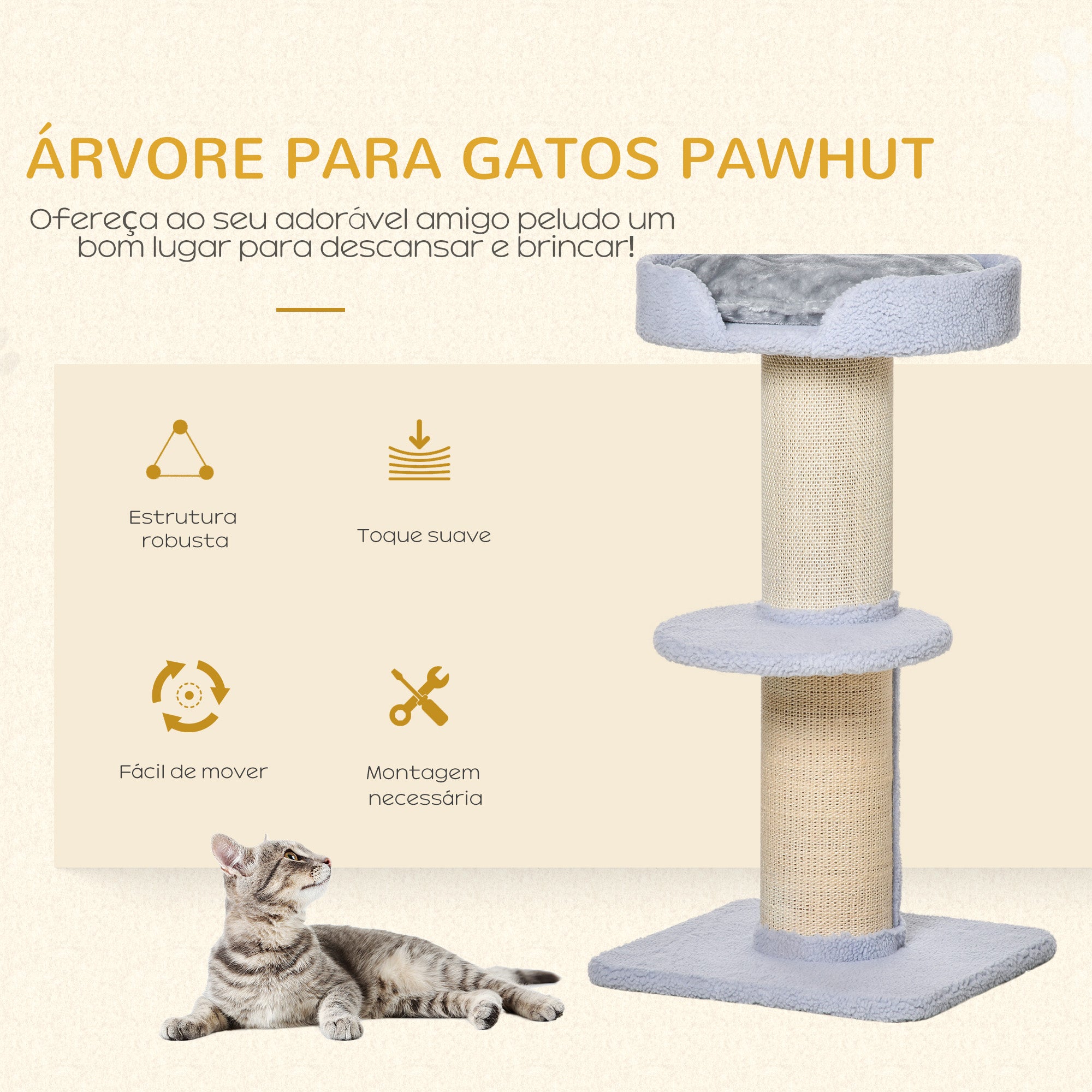 Arranhador para Gatos Altura 91 cm Azul Claro 45x45x91 cm