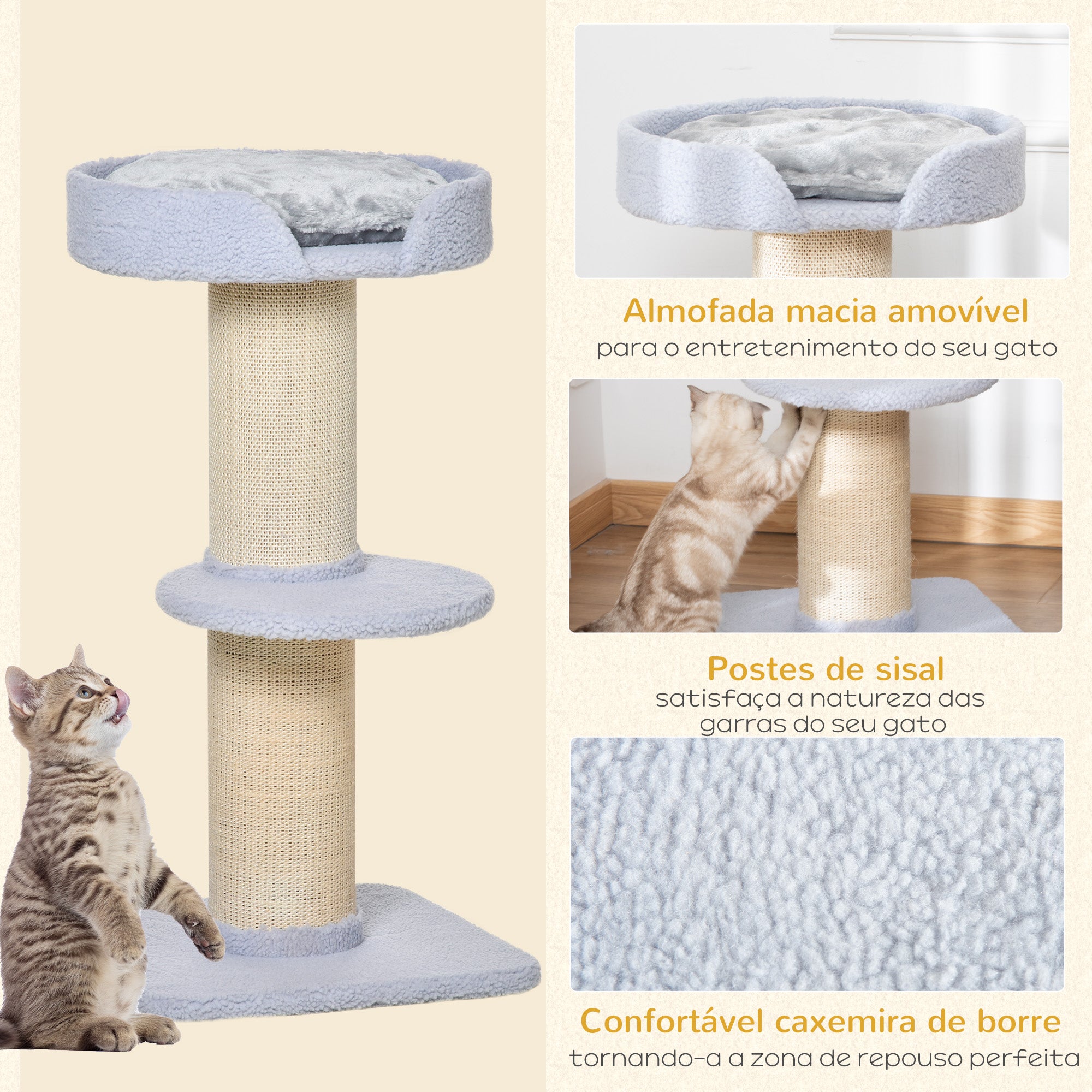 Arranhador para Gatos Altura 91 cm Azul Claro 45x45x91 cm