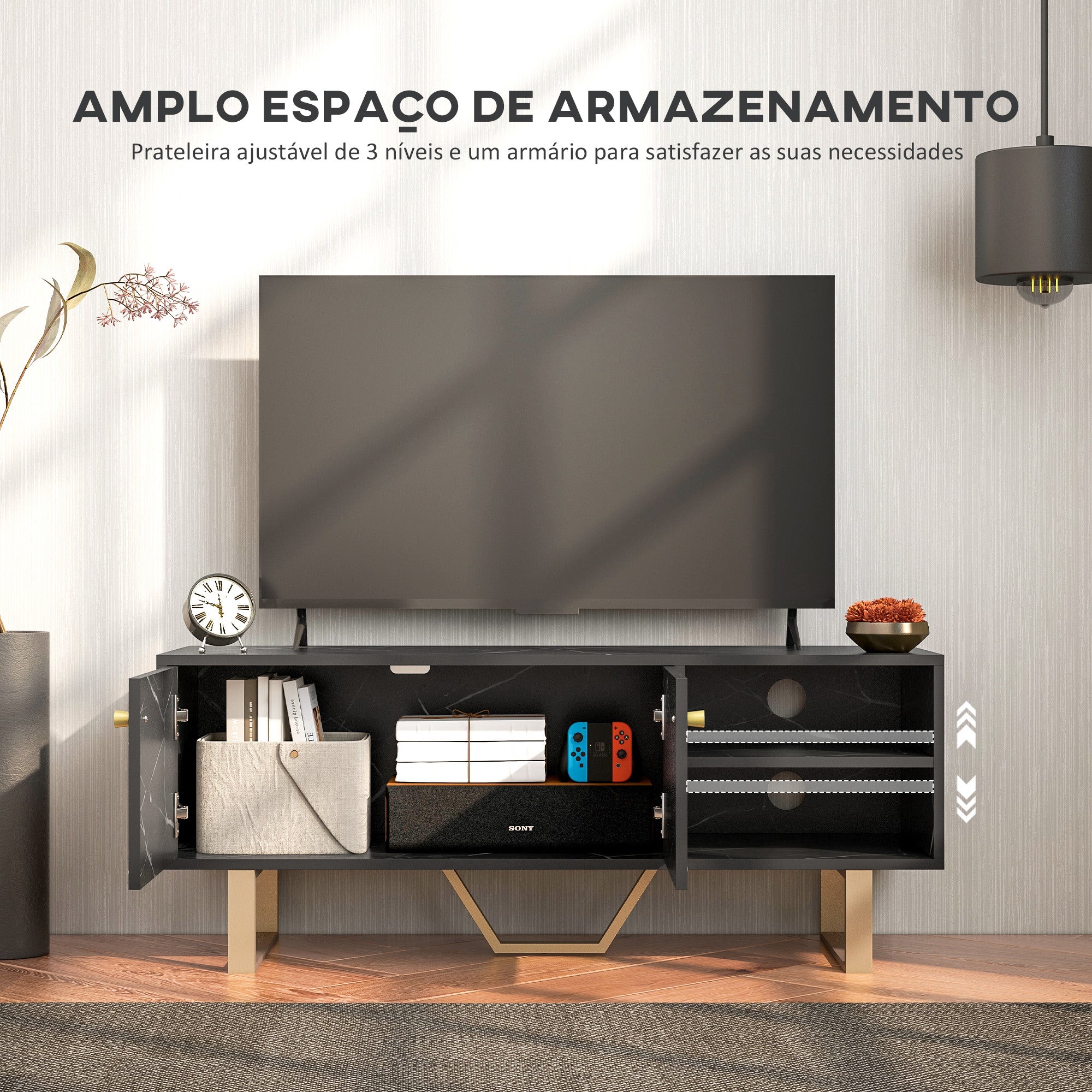 Móvel de TV para Televisor 110x35x45 cm Preto