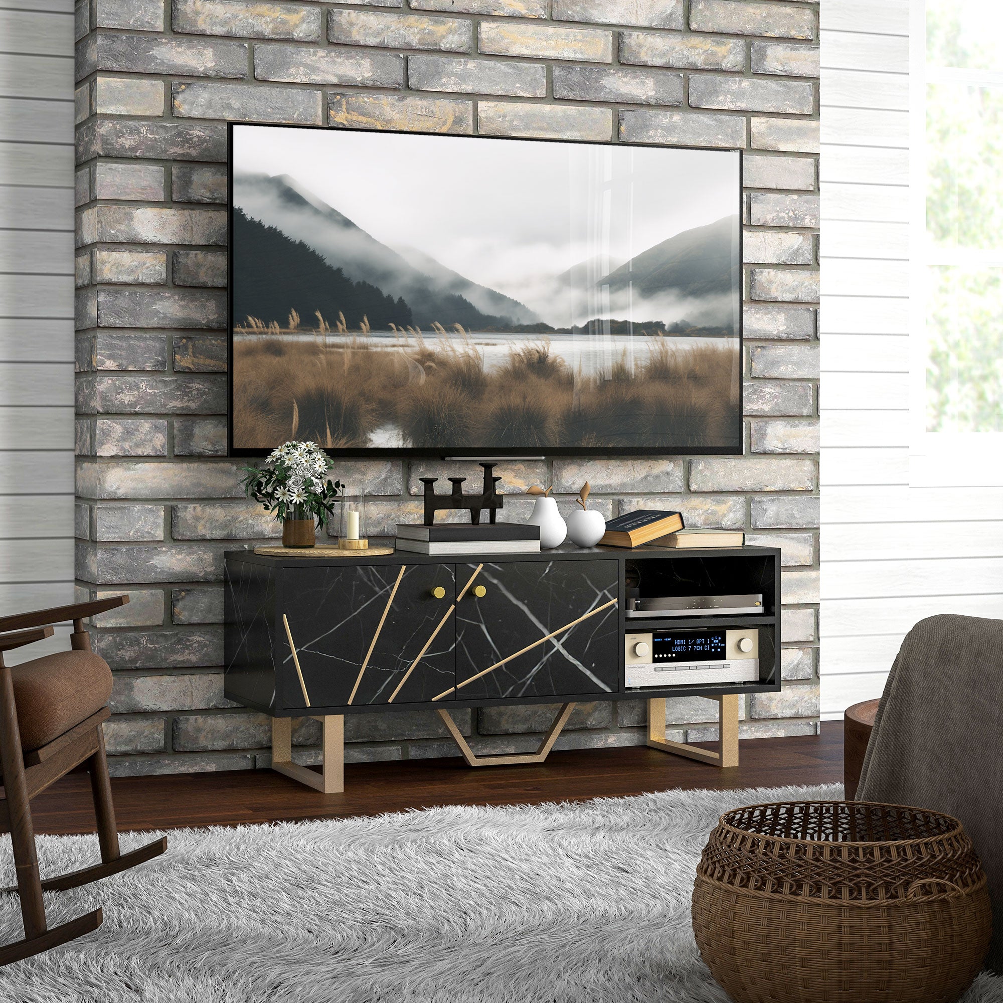 Móvel de TV para Televisor 110x35x45 cm Preto
