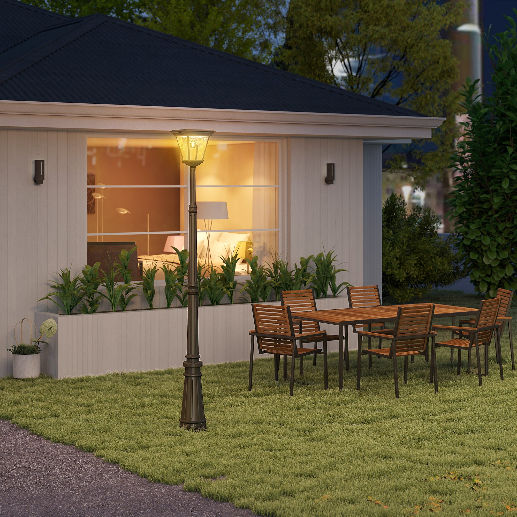 Candeeiro Solar para Exterior 26x24x220 cm - Cor Preto