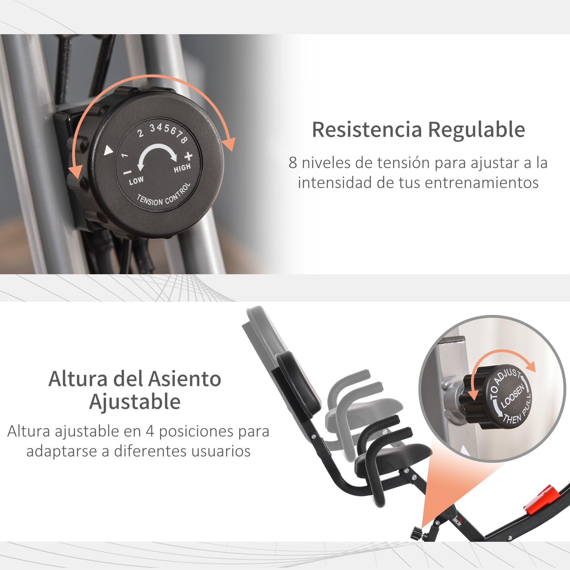 Bicicleta Estática Dobrável Cinzenta 51x97x115cm com Resistência Ajustável e Tela LCD