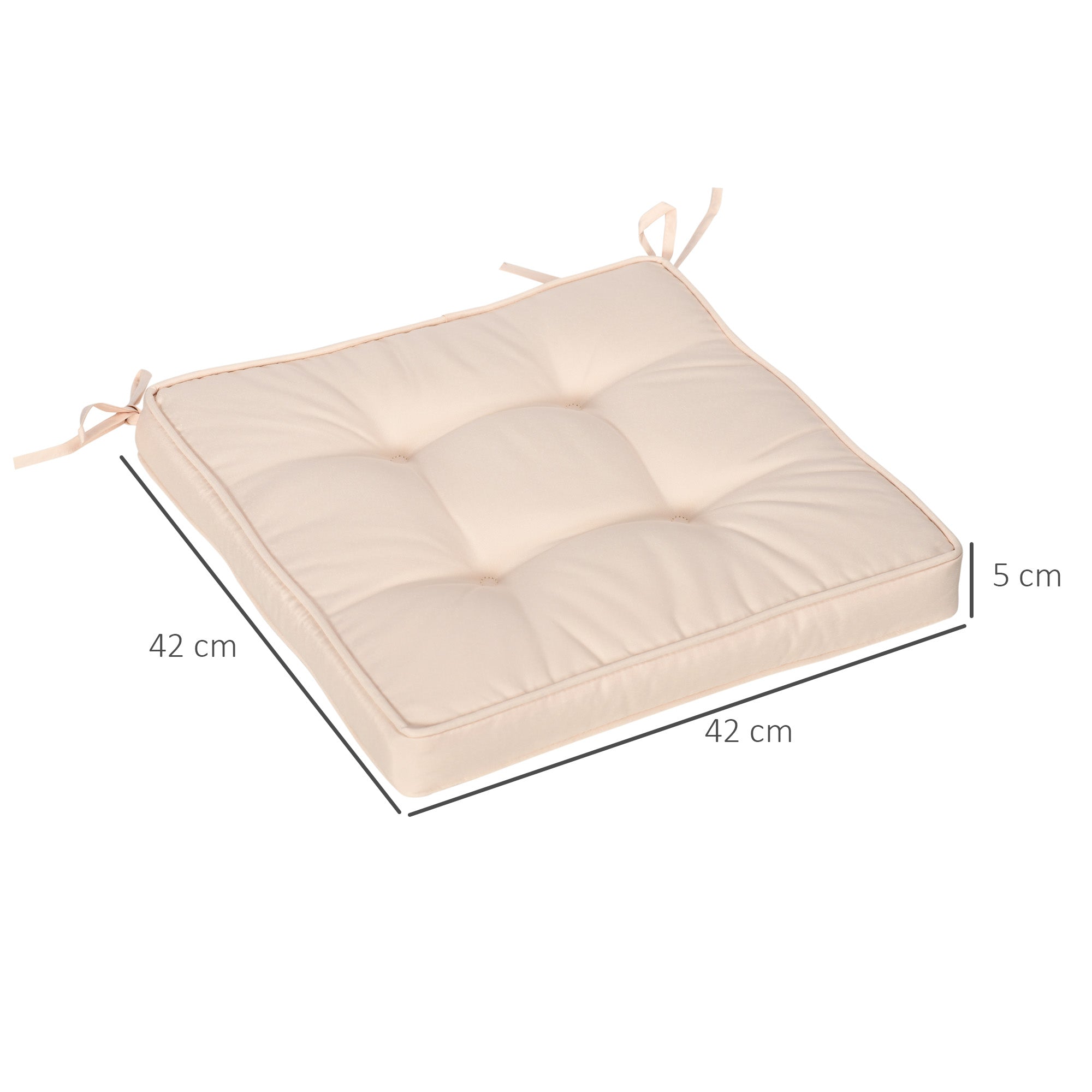 Conjunto de Almofadas para Cadeiras de Jantar 42x42x5 cm - Cor Creme Branco