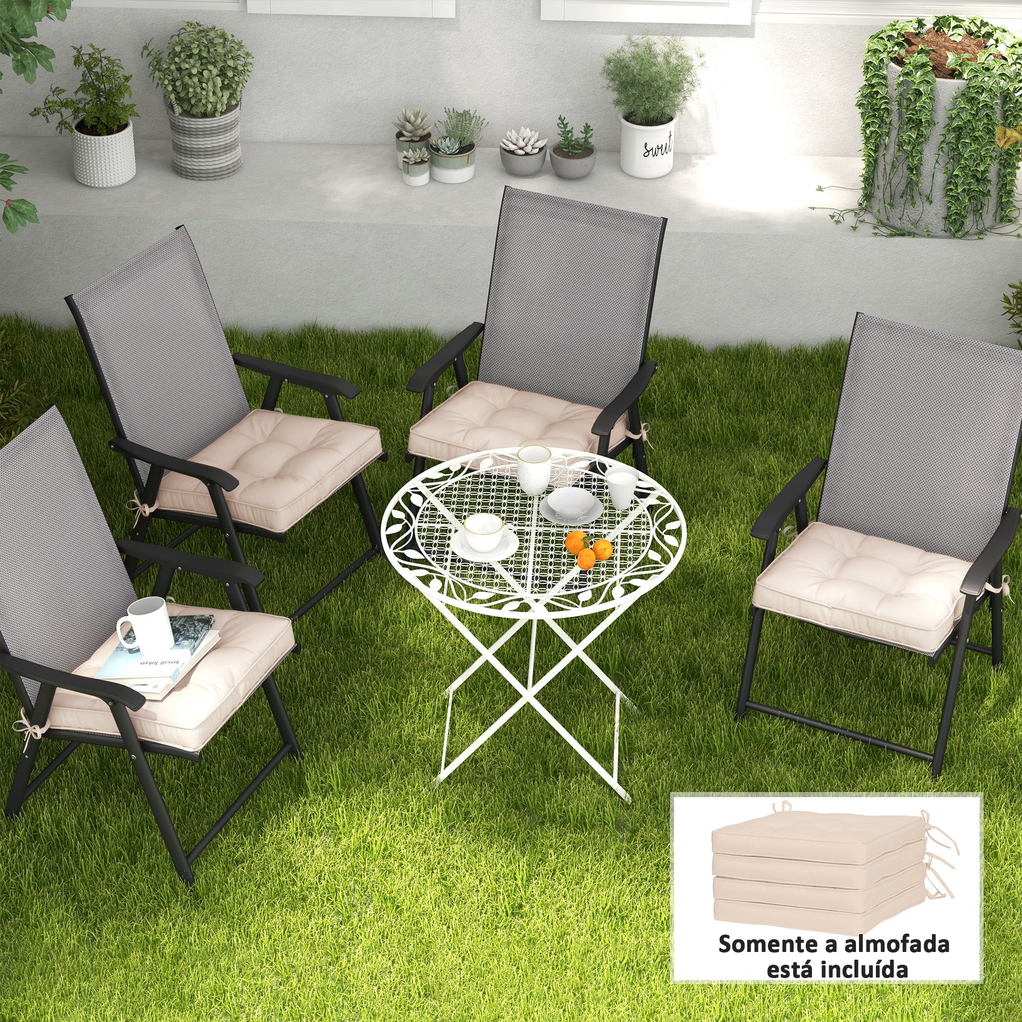 Conjunto de Almofadas para Cadeiras de Jantar 42x42x5 cm - Cor Creme Branco