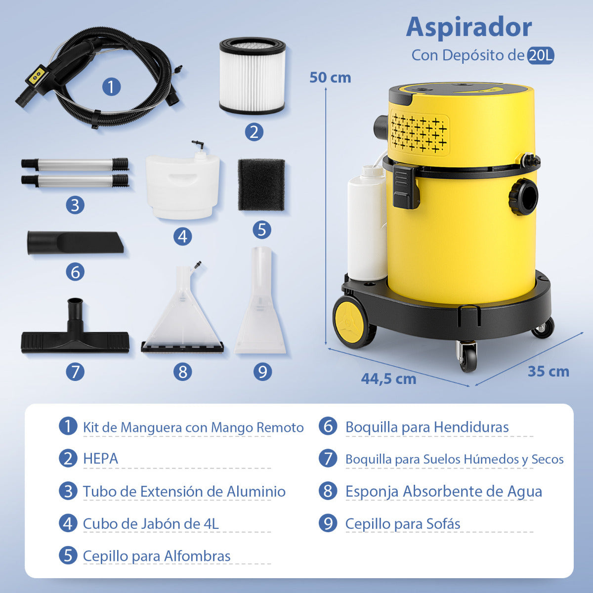 Aspirador de Pó e Líquidos Portátil 4 em 1 – 20 litros – Preto – Plástico