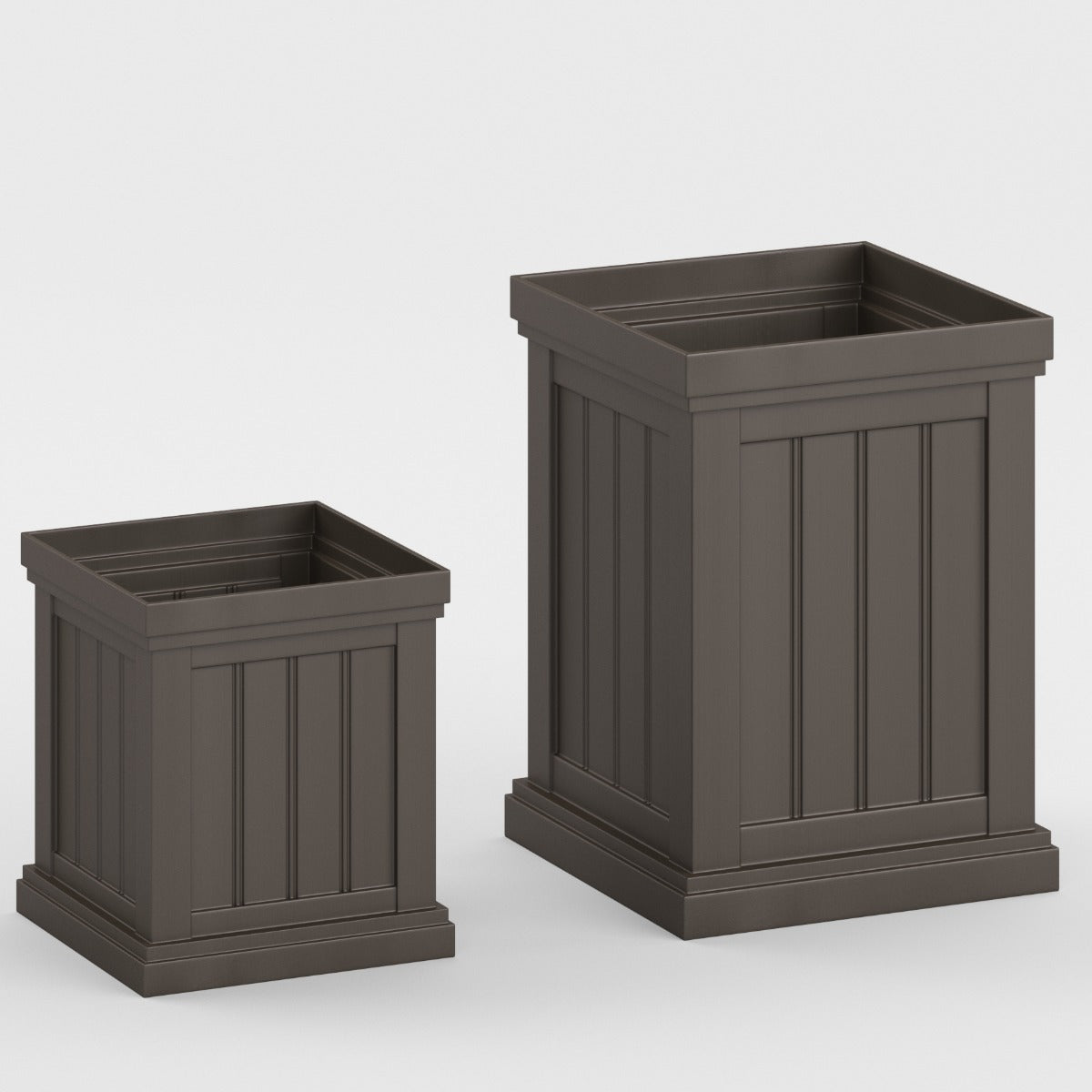 Conjunto de 2 Vasos de Flores Quadrados Vaso Grande em Plástico com Furos de Drenagem e Design Empilhável para Varanda, Jardim e Pátio